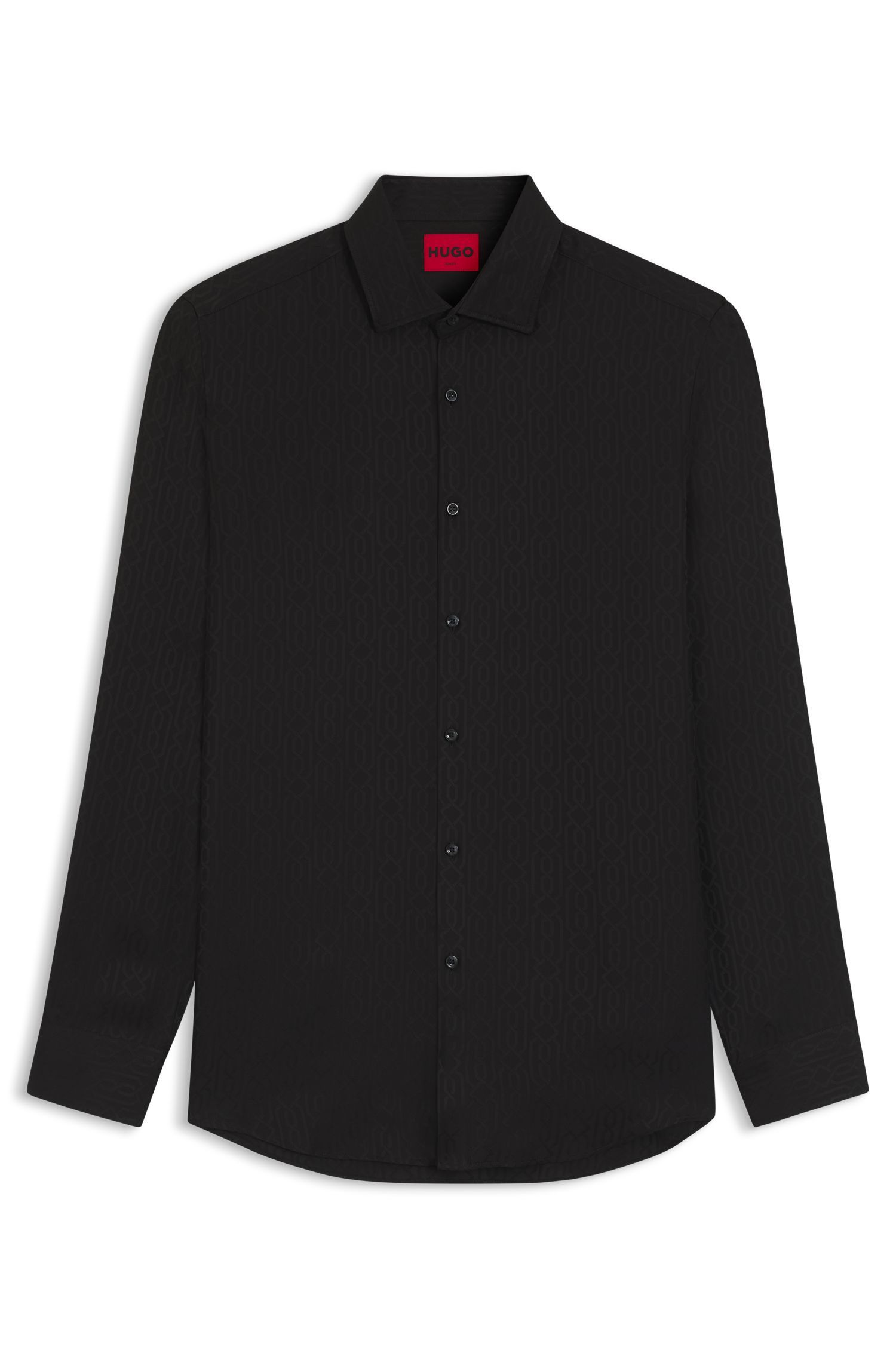 Áo sơ mi slim fit với họa tiết jacquard