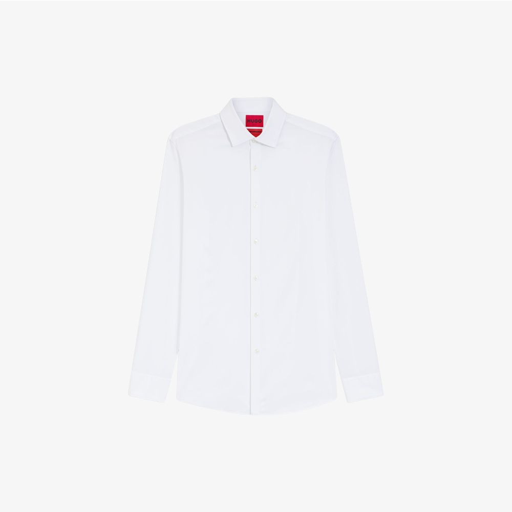 HUGO - Áo sơ mi slim-fit vải chéo co giãn