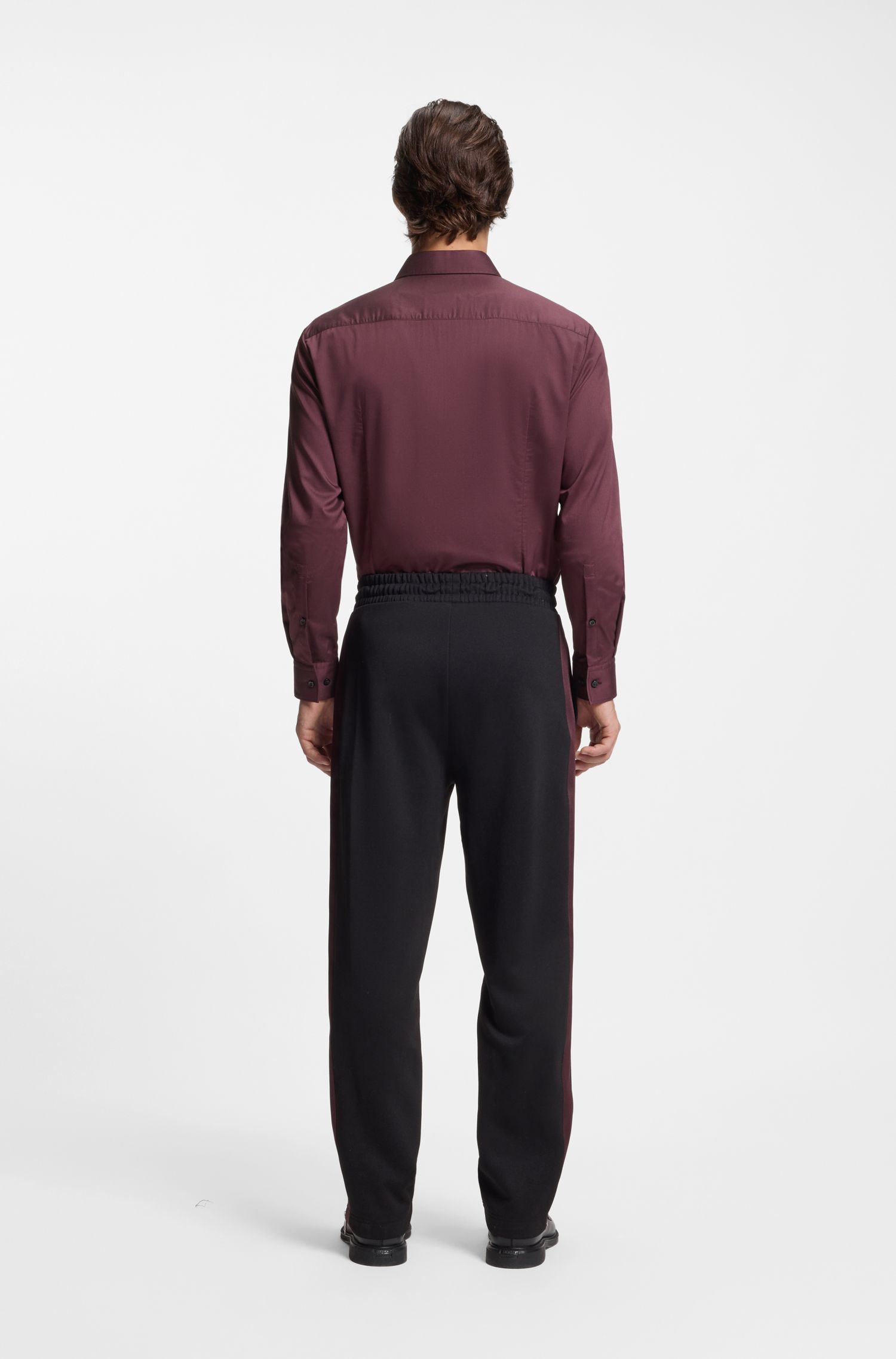 HUGO - Áo sơ mi slim-fit vải chéo co giãn