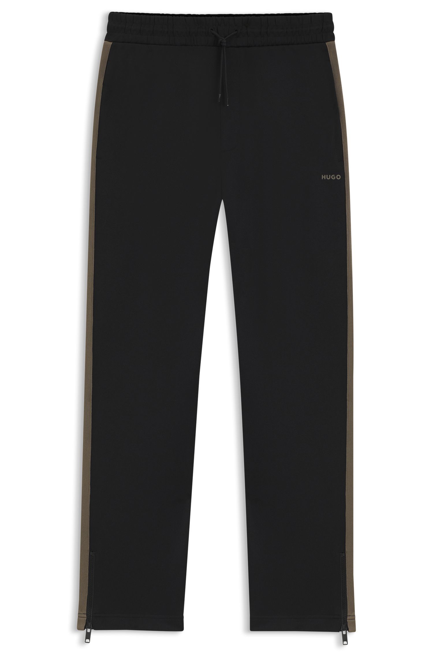 HUGO - Quần sweatpants dáng relaxed-fit phối dải băng