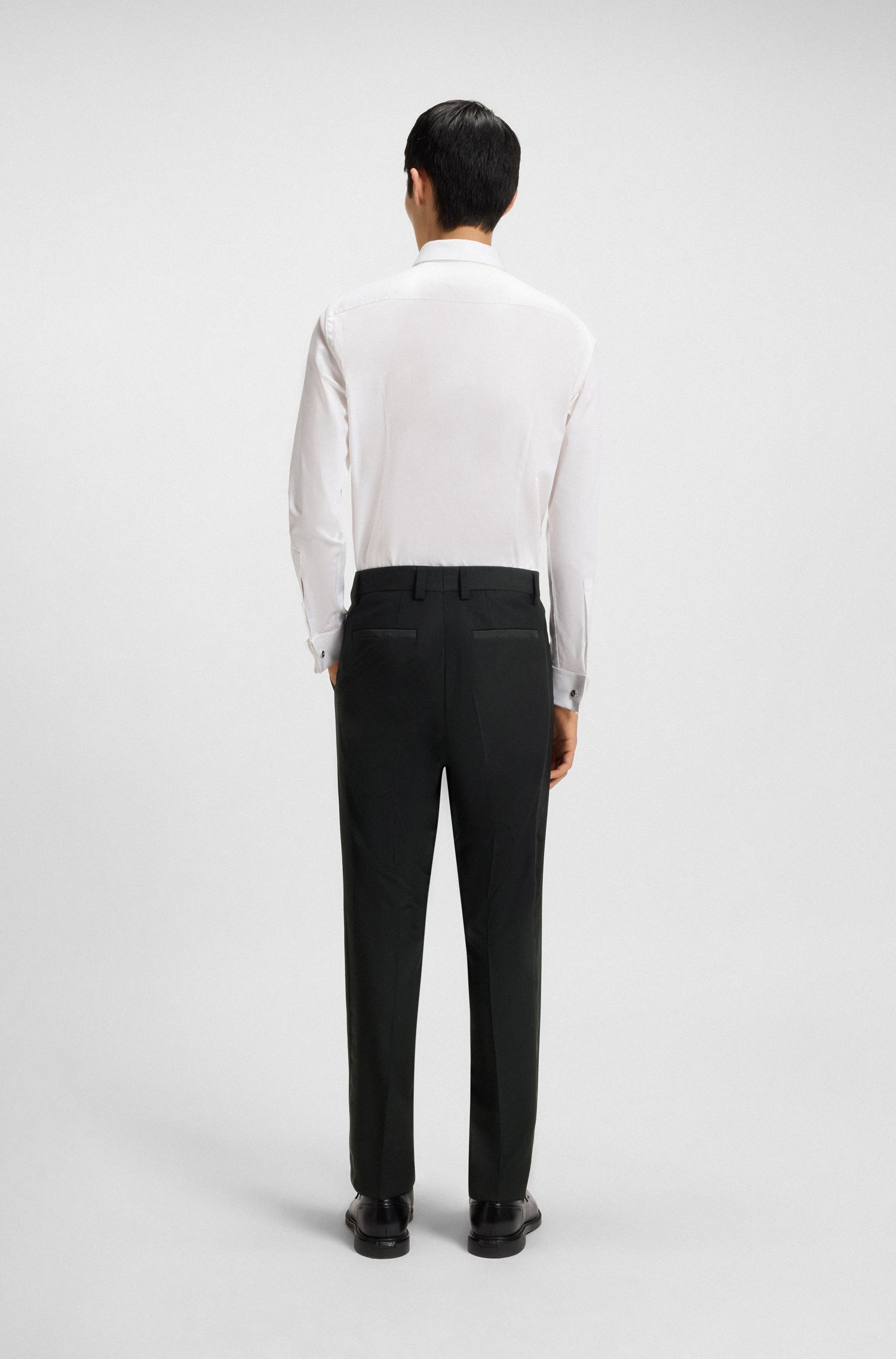 HUGO - Quần tuxedo slim fit chất liệu jacquard co giãn