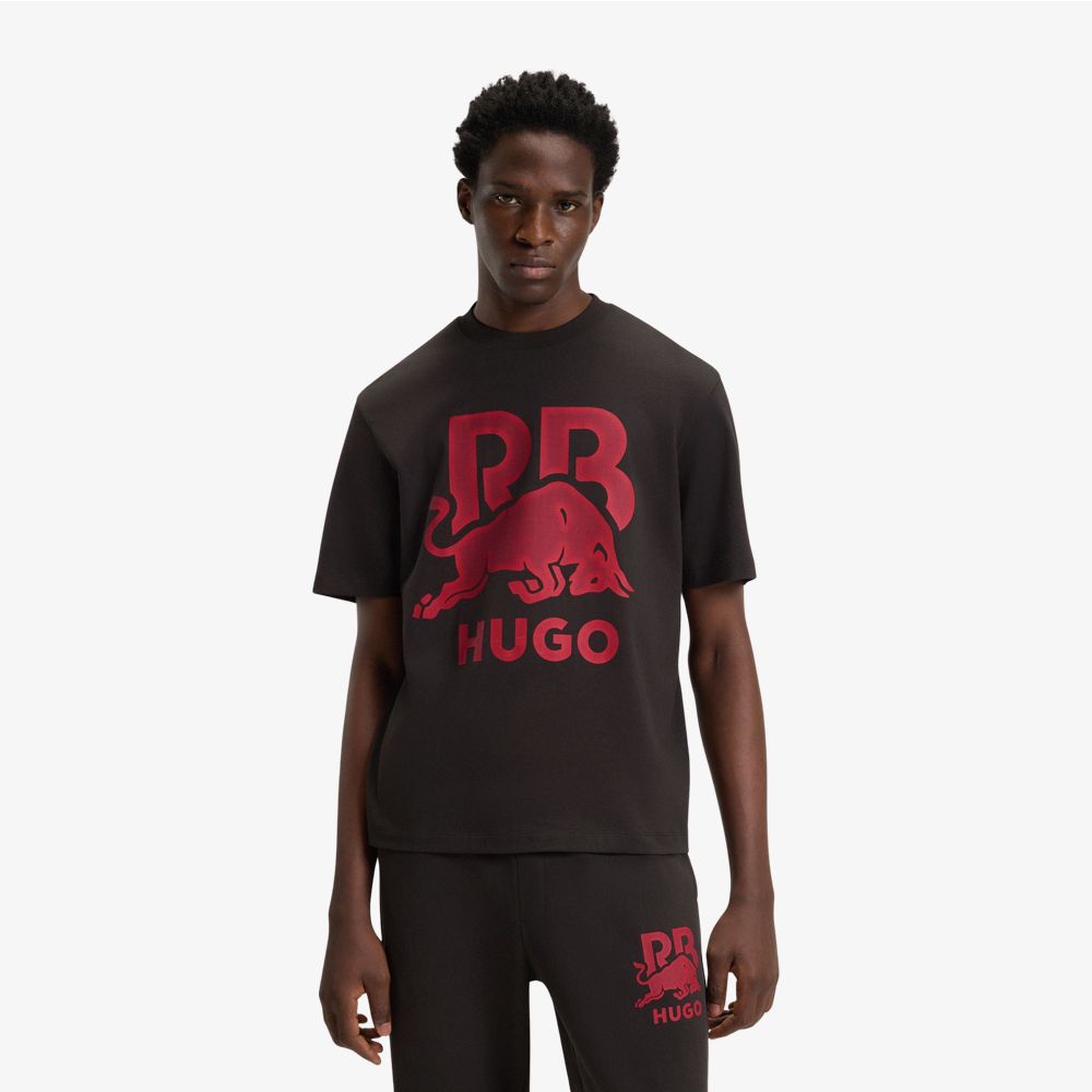 HUGO - Áo thun cotton HUGO x RB in hình bò tót Racing Bulls
