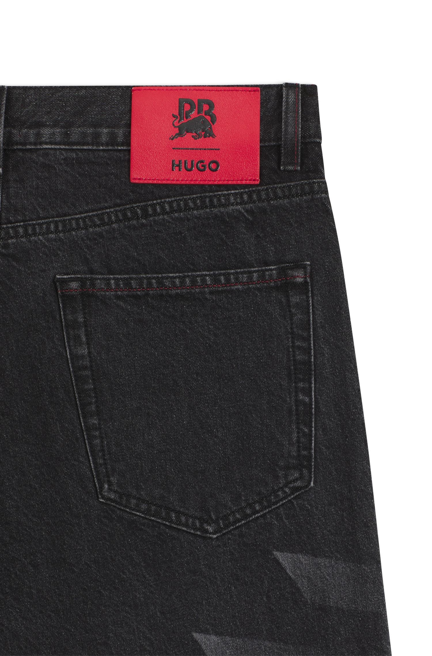 HUGO - Quần jeans dáng relaxed-fit HUGO x RB với họa tiết khắc laser