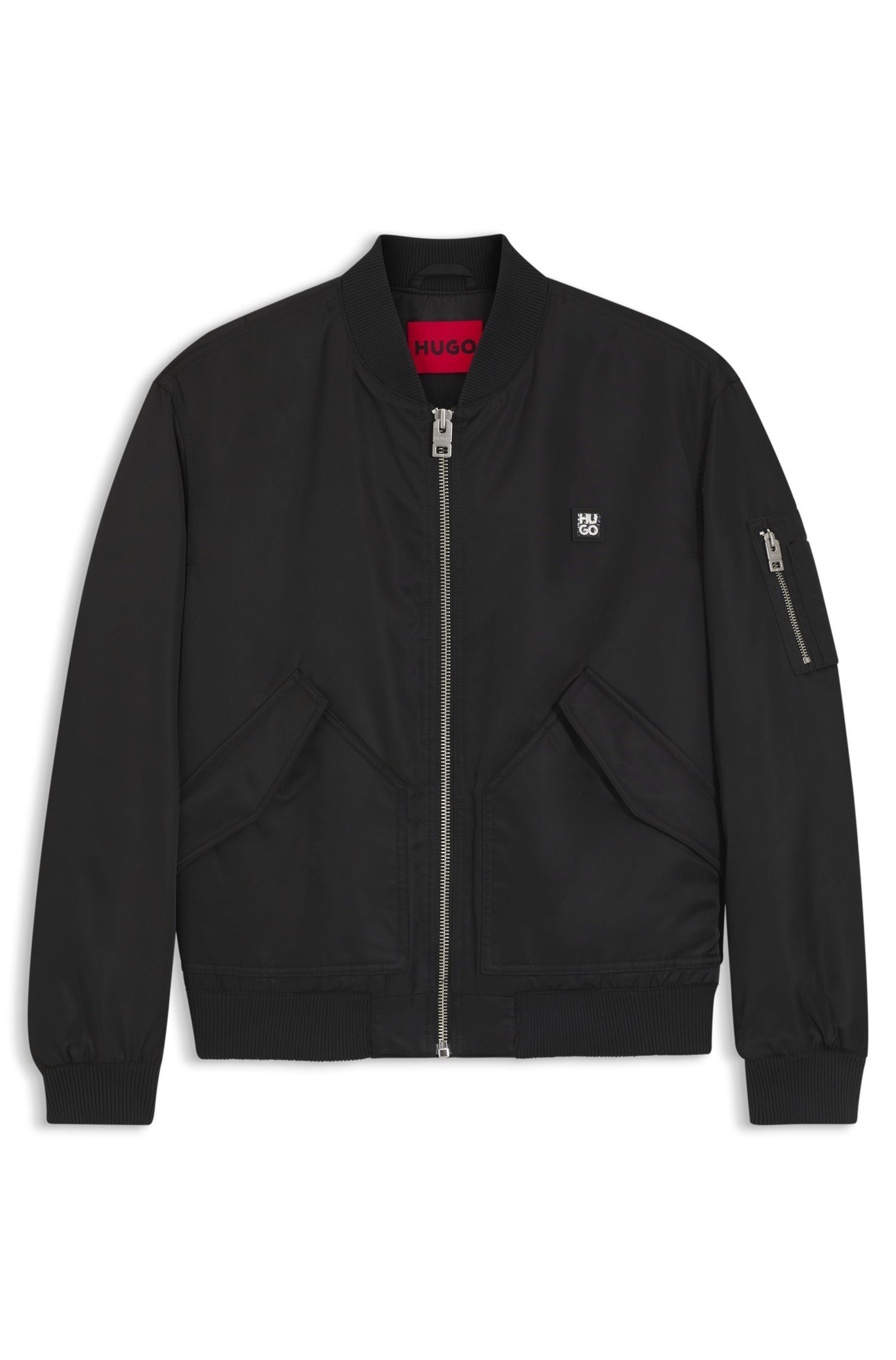 HUGO - Áo khoác bomber chống thấm nước với logo xếp chồng