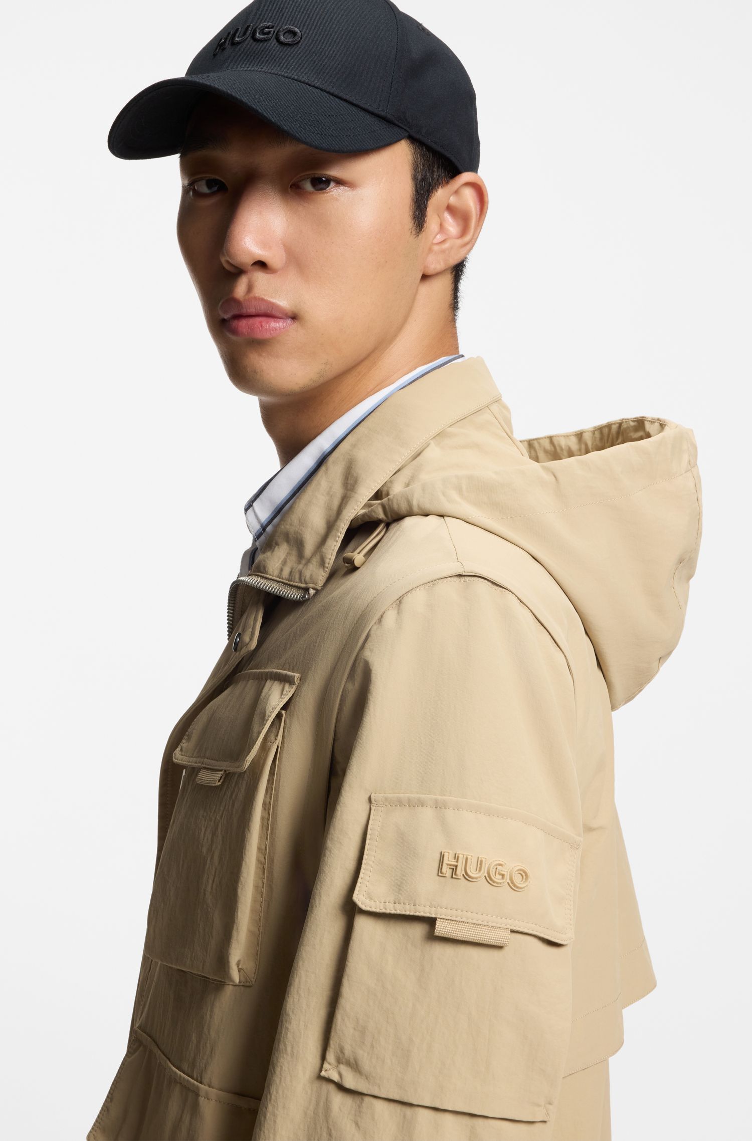 HUGO - Áo khoác với mũ trùm đầu có thể tháo rời
