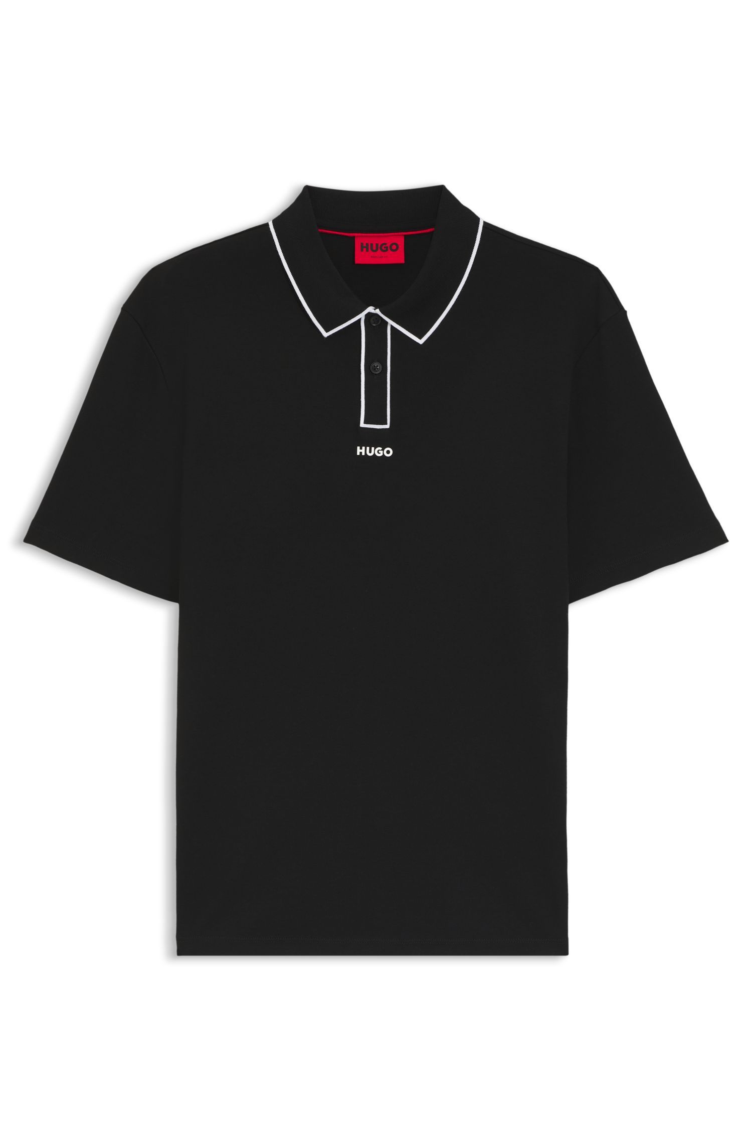 HUGO - Áo polo chất liệu cotton jersey với viền tương phản