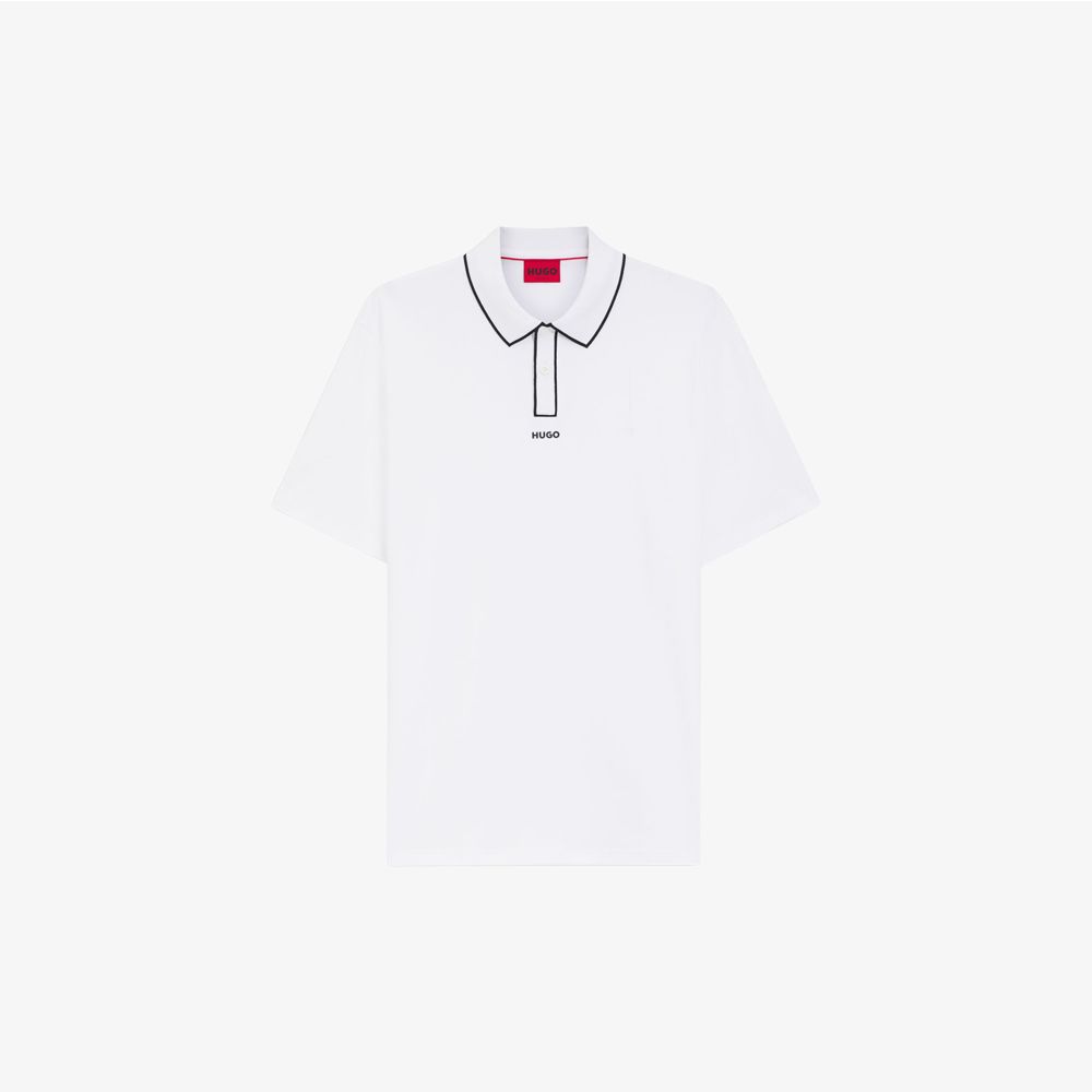 HUGO - Áo polo chất liệu cotton jersey với viền tương phản