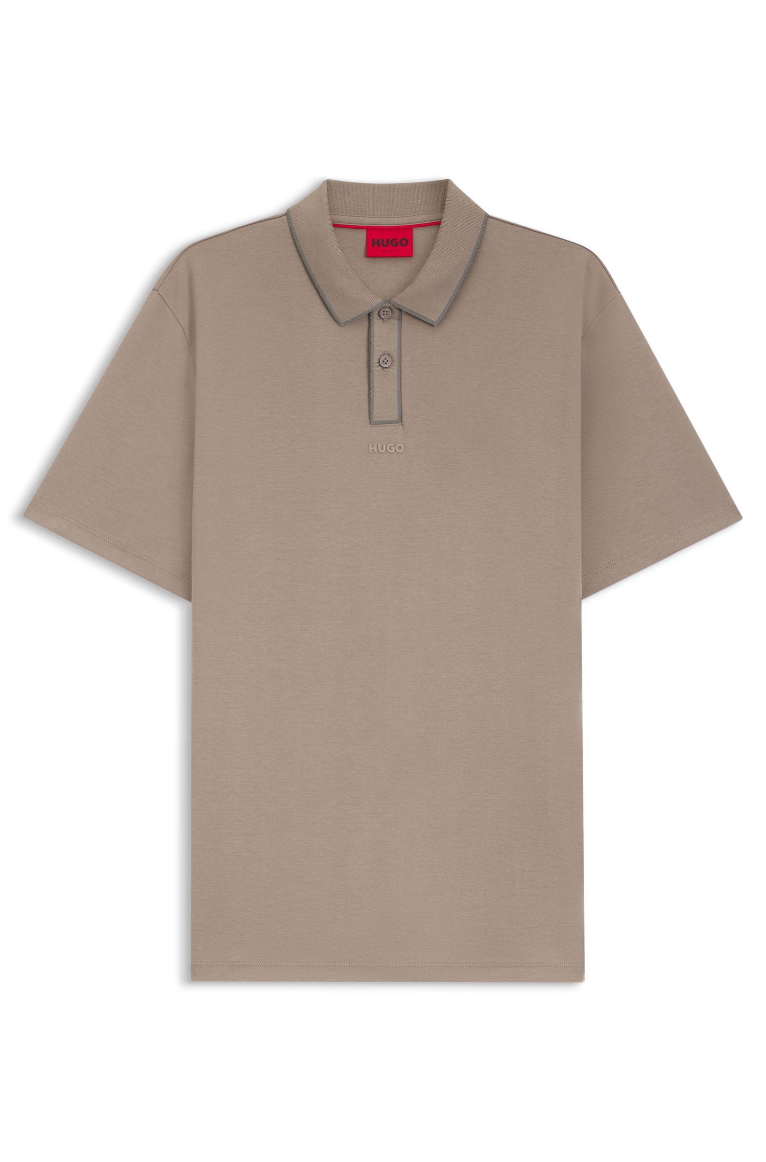 HUGO - Áo polo chất liệu cotton jersey với viền tương phản