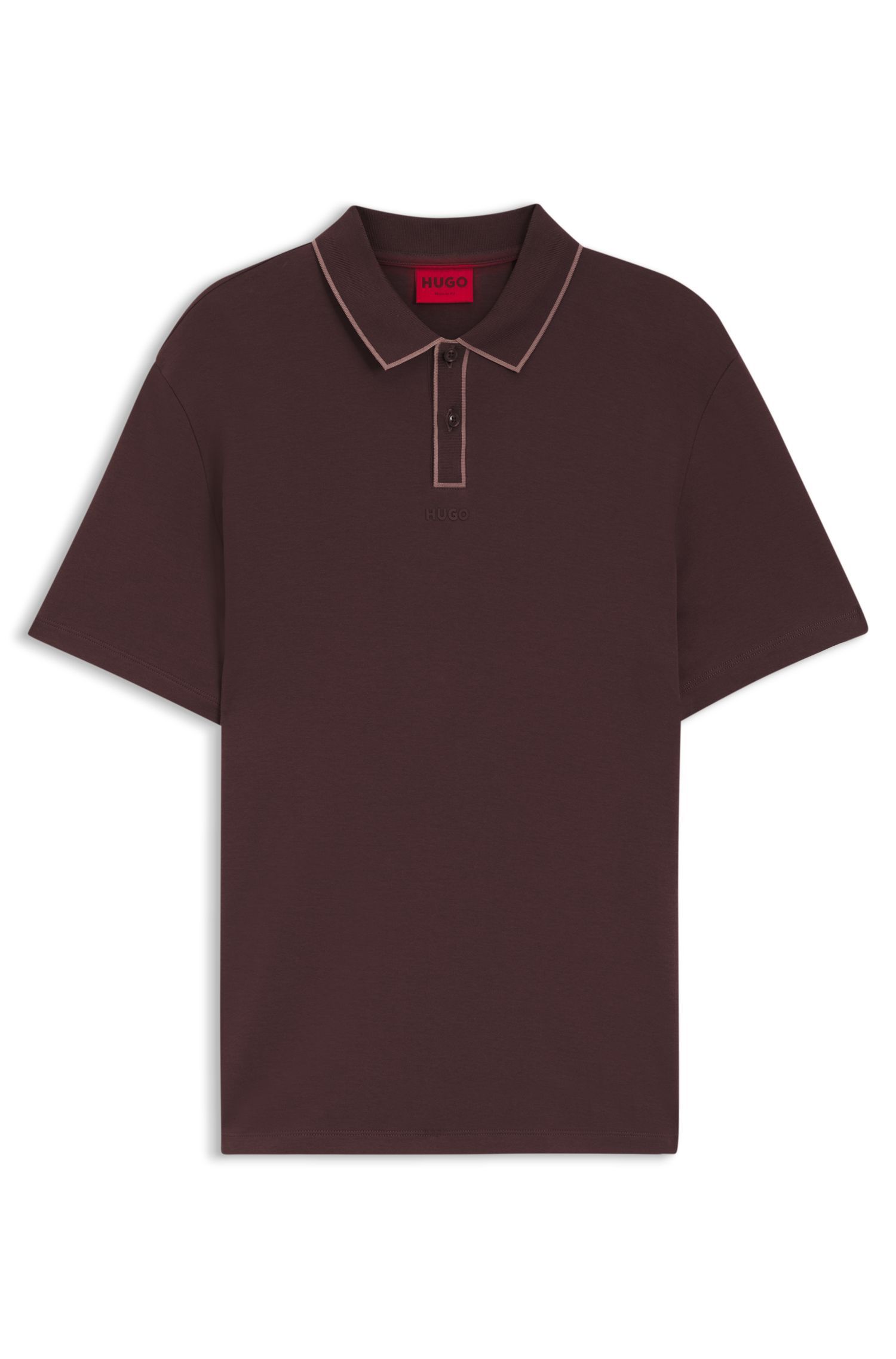 HUGO - Áo polo chất liệu cotton jersey với viền tương phản