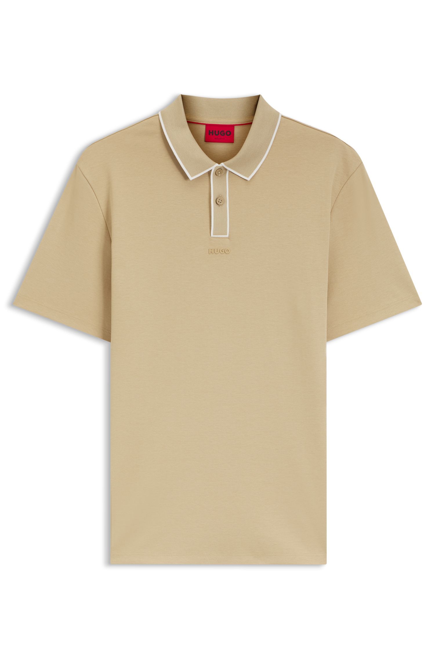 HUGO - Áo polo chất liệu cotton jersey với viền tương phản