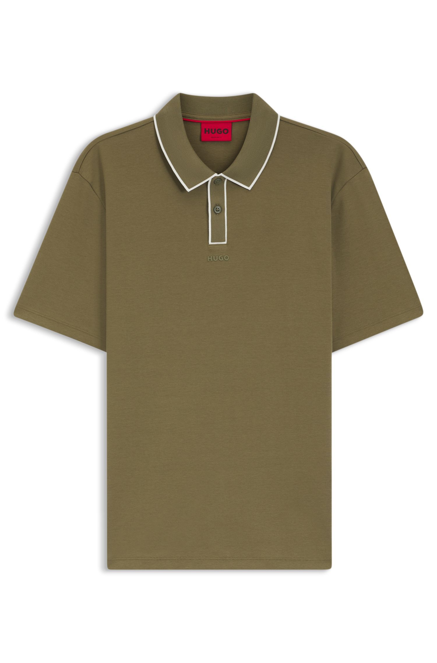 HUGO - Áo polo chất liệu cotton jersey với viền tương phản