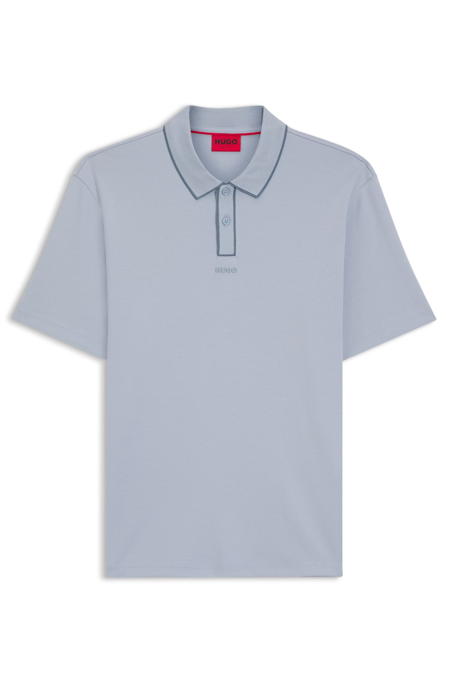 HUGO - Áo polo chất liệu cotton jersey với viền tương phản