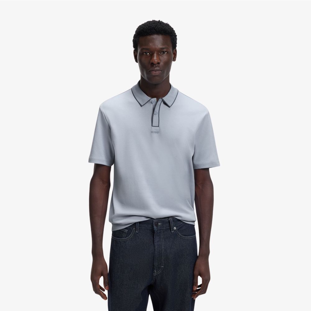 HUGO - Áo polo chất liệu cotton jersey với viền tương phản