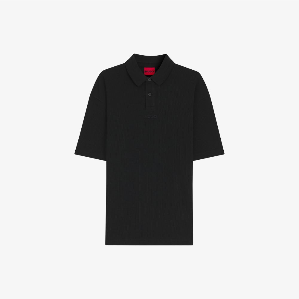 HUGO - Áo polo dệt kiểu waffle bằng chất liệu cotton.