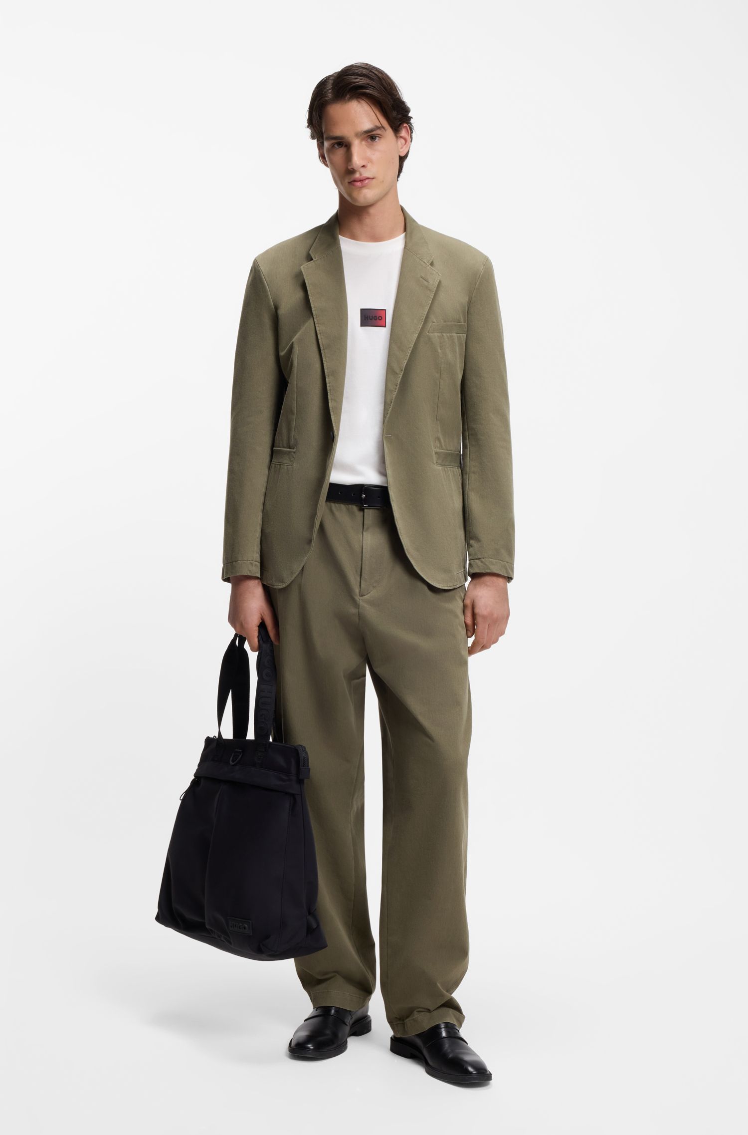 HUGO - Áo thun in logo chuyển màu, chất liệu cotton jersey