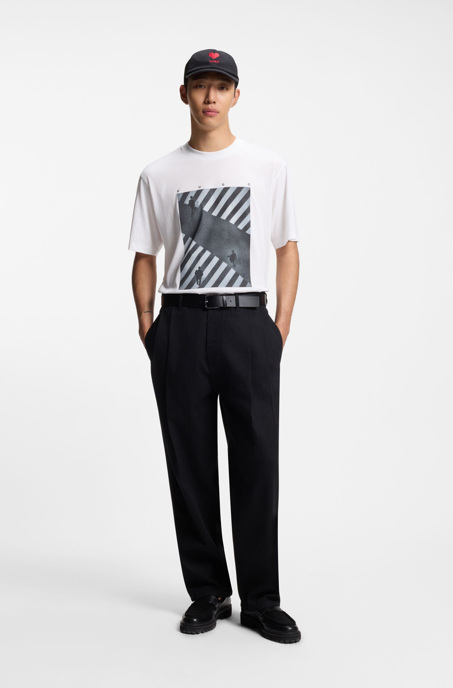 HUGO - Áo thun thể thao slim-fit jersey thấm hút mồ hôi