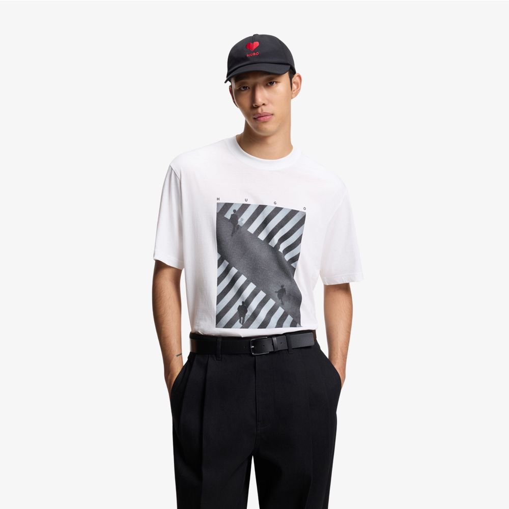 HUGO - Áo thun thể thao slim-fit jersey thấm hút mồ hôi