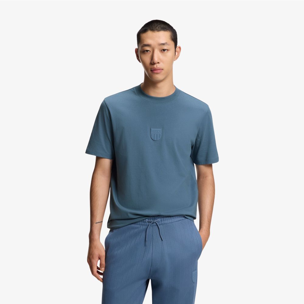 Áo thun in logo cao su, chất liệu cotton jersey