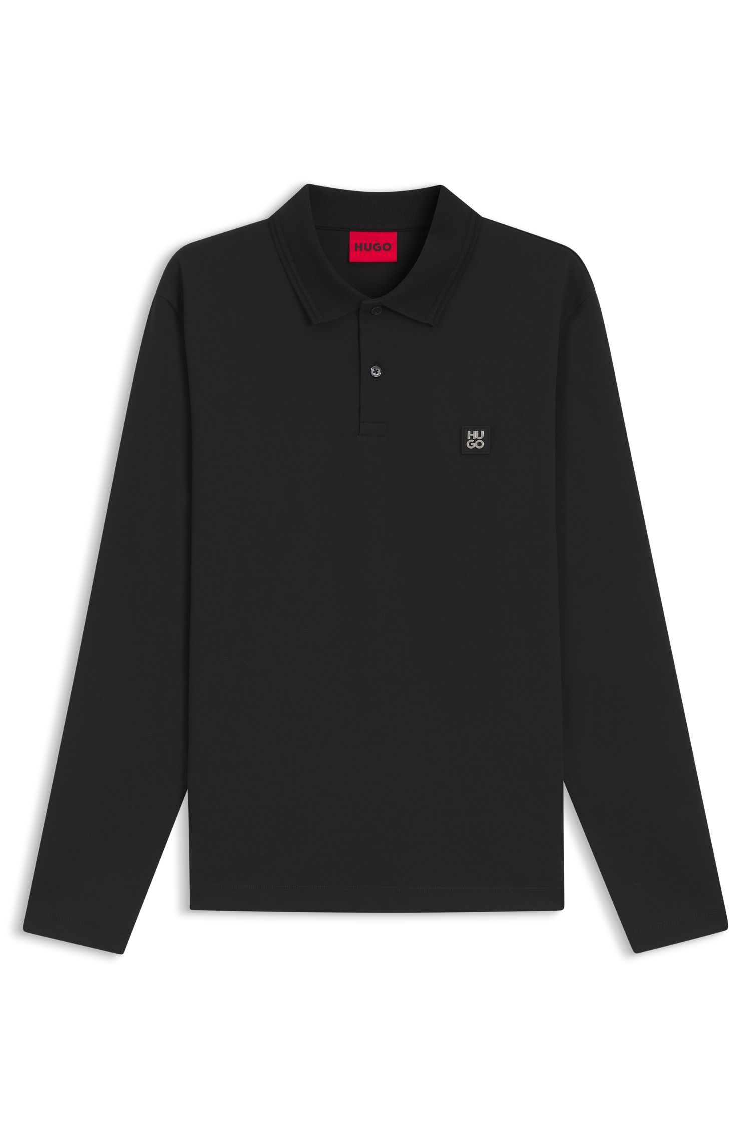 HUGO - Áo polo in logo xếp chồng, chất liệu pha cotton