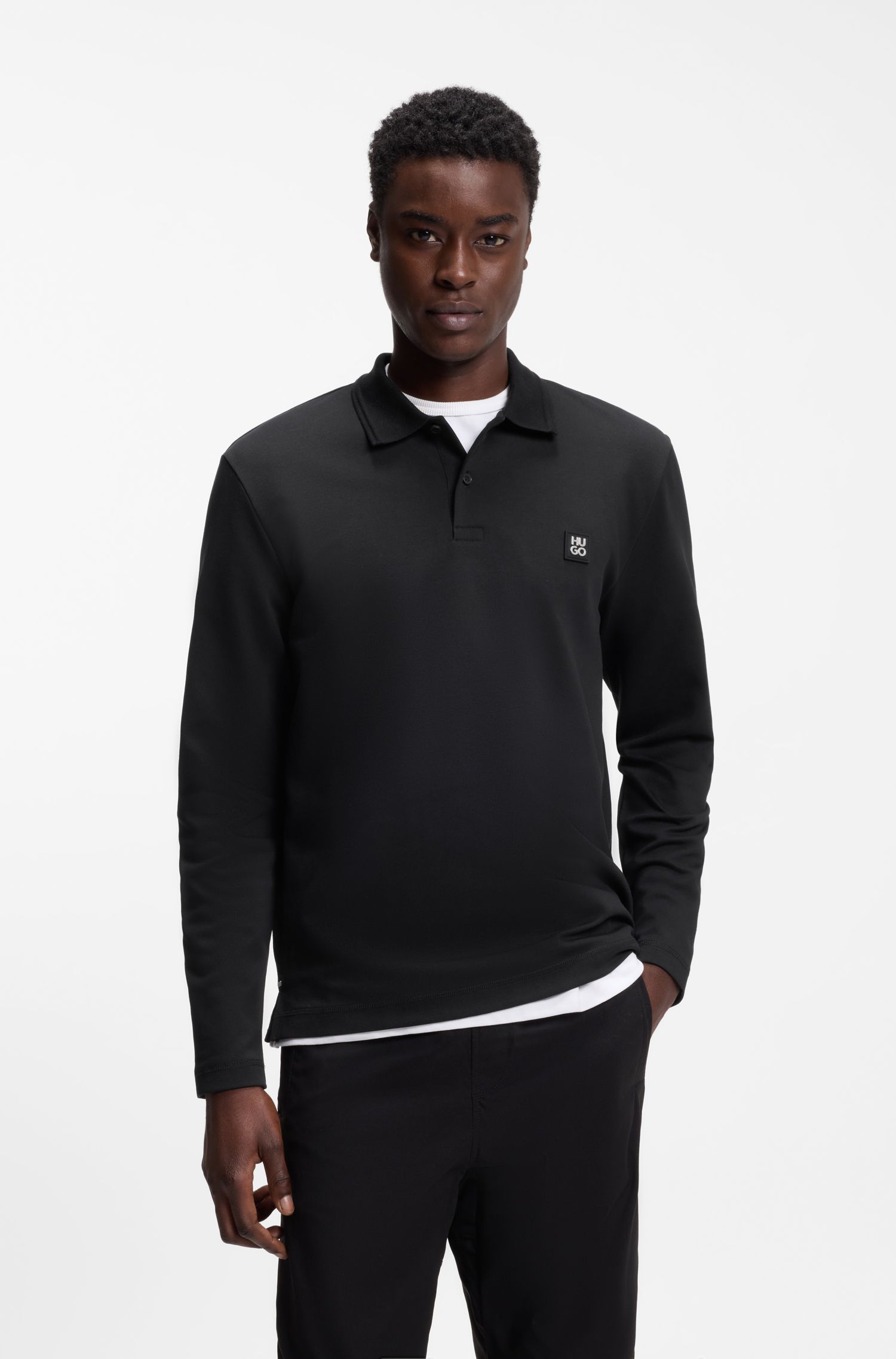 Áo polo in logo xếp chồng, chất liệu pha cotton