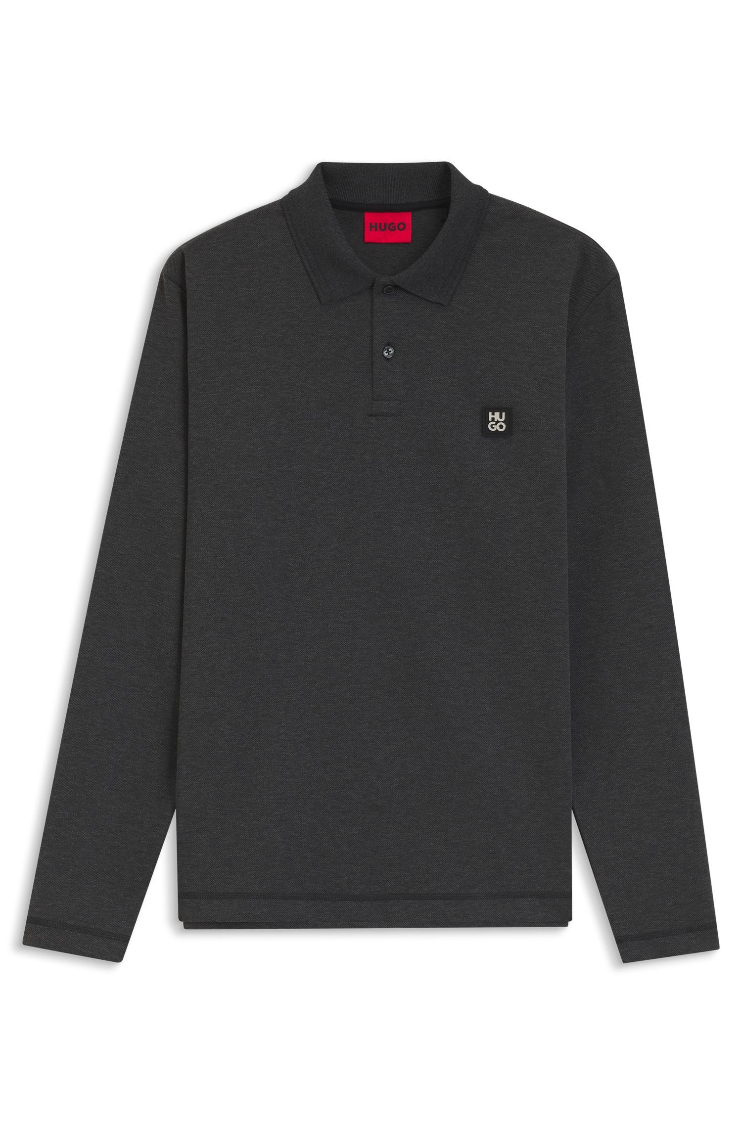 HUGO - Áo polo in logo xếp chồng, chất liệu pha cotton