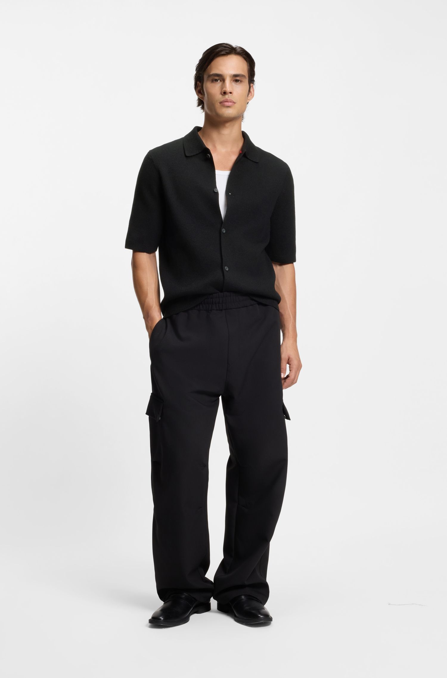 HUGO - Áo sơ mi len regular-fit