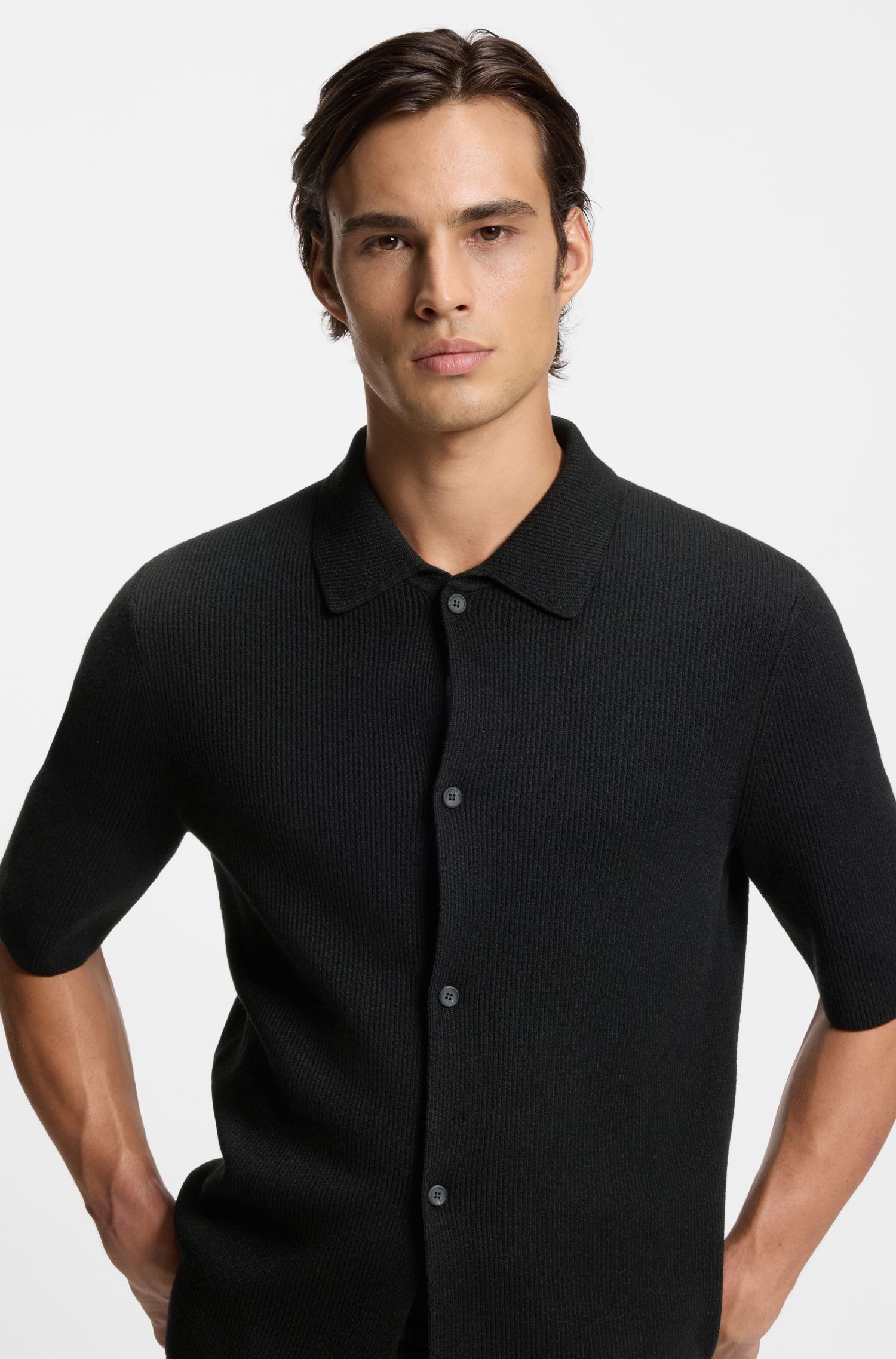HUGO - Áo sơ mi len regular-fit