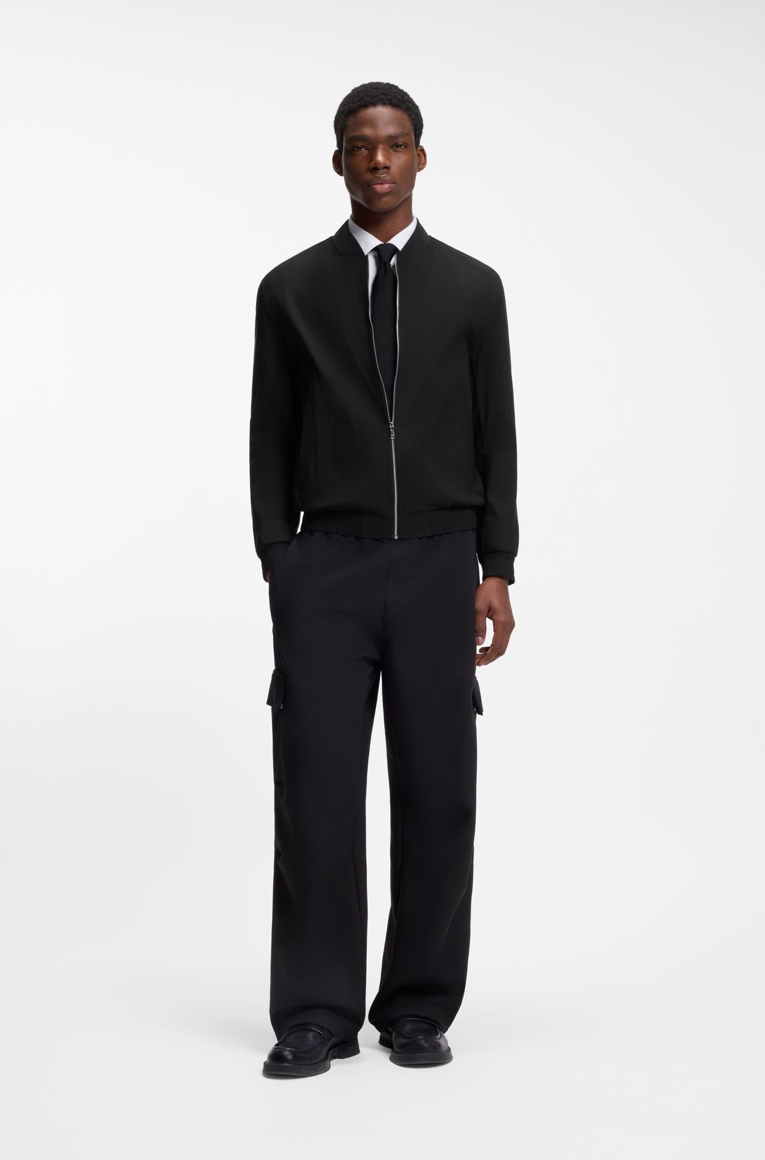 HUGO - Áo khoác ottoman co giãn dáng Slim-fit