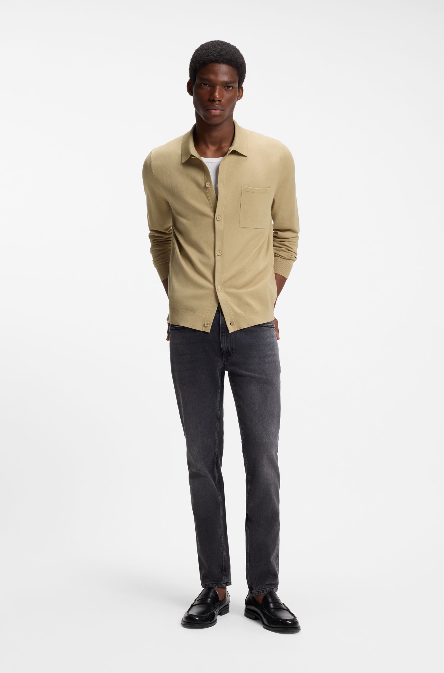 HUGO - Áo khoác regular-fit viền gân