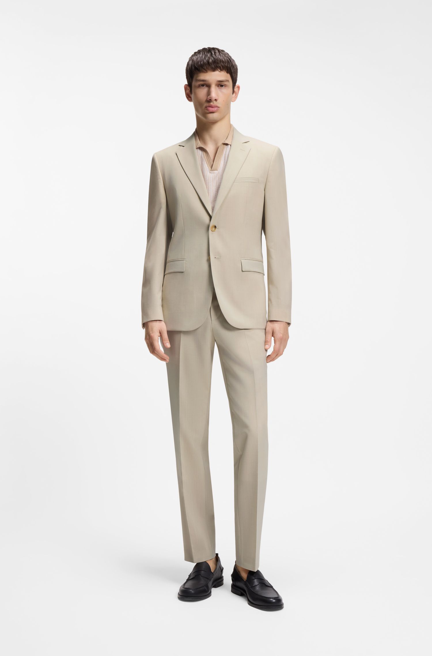 HUGO - Áo vest extra slim fit, chất liệu poplin pha len