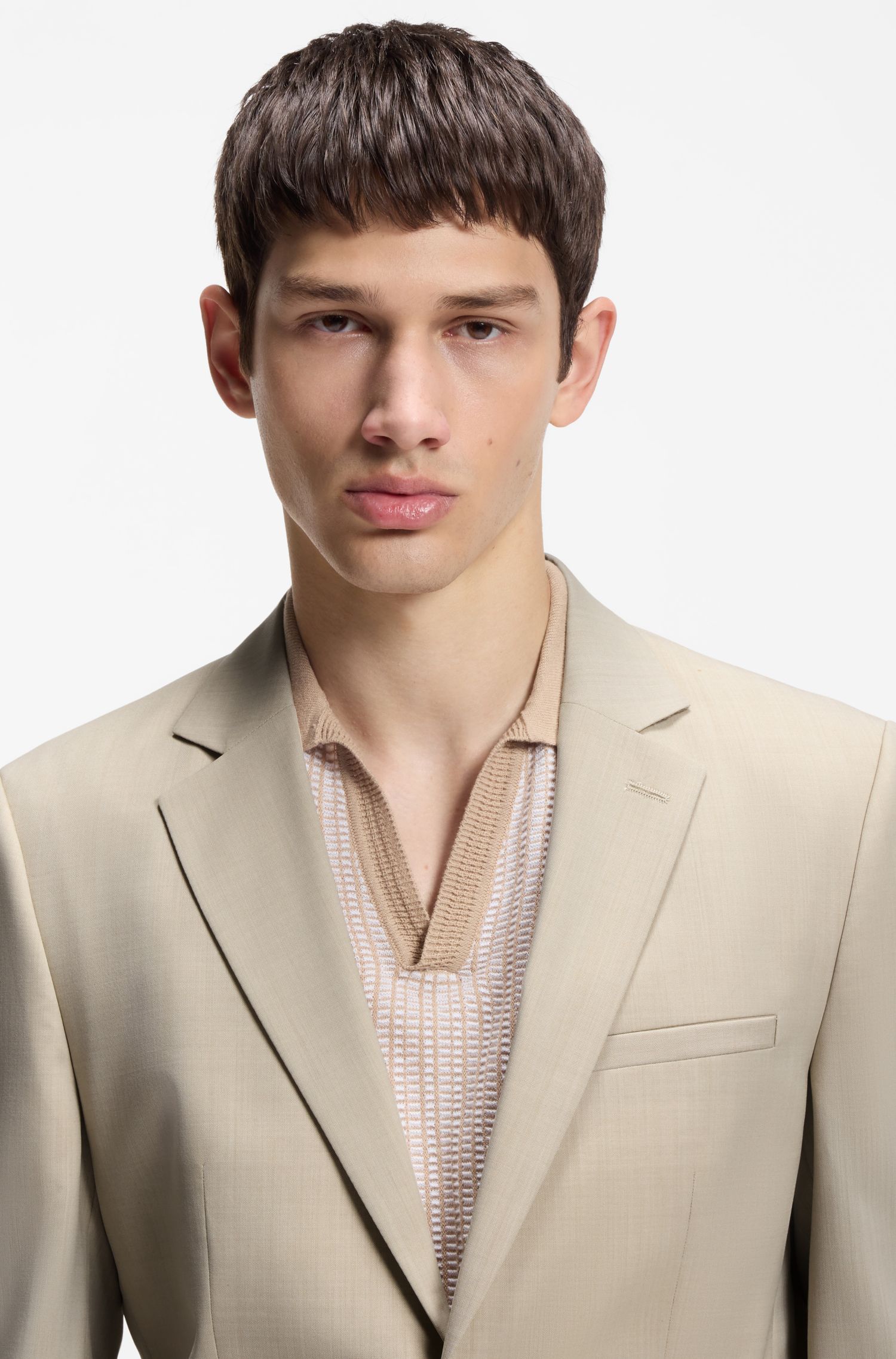 HUGO - Áo vest extra slim fit, chất liệu poplin pha len