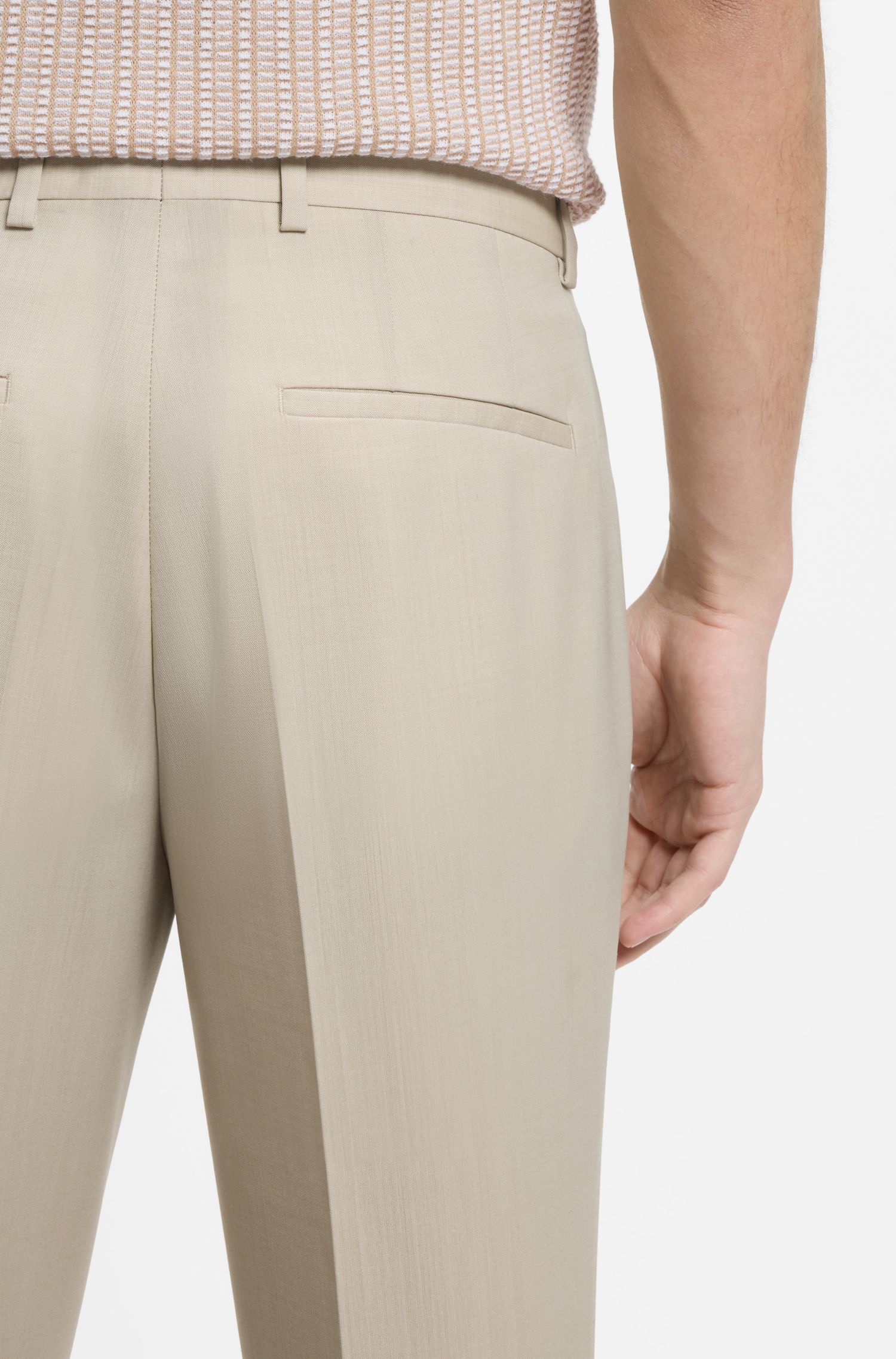 HUGO - Quần tây extra slim fit chất liệu poplin pha len