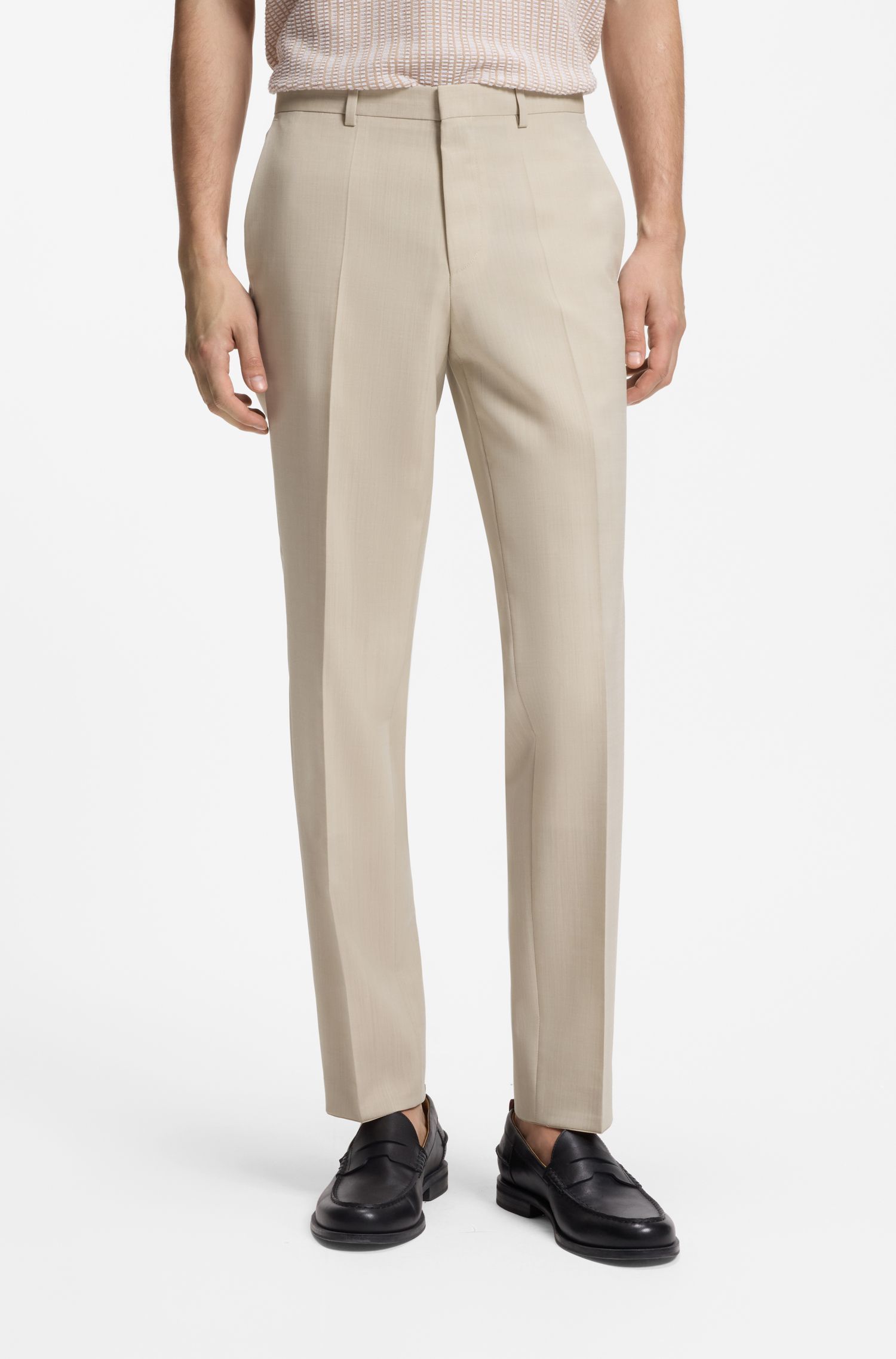 Quần tây extra slim fit chất liệu poplin pha len