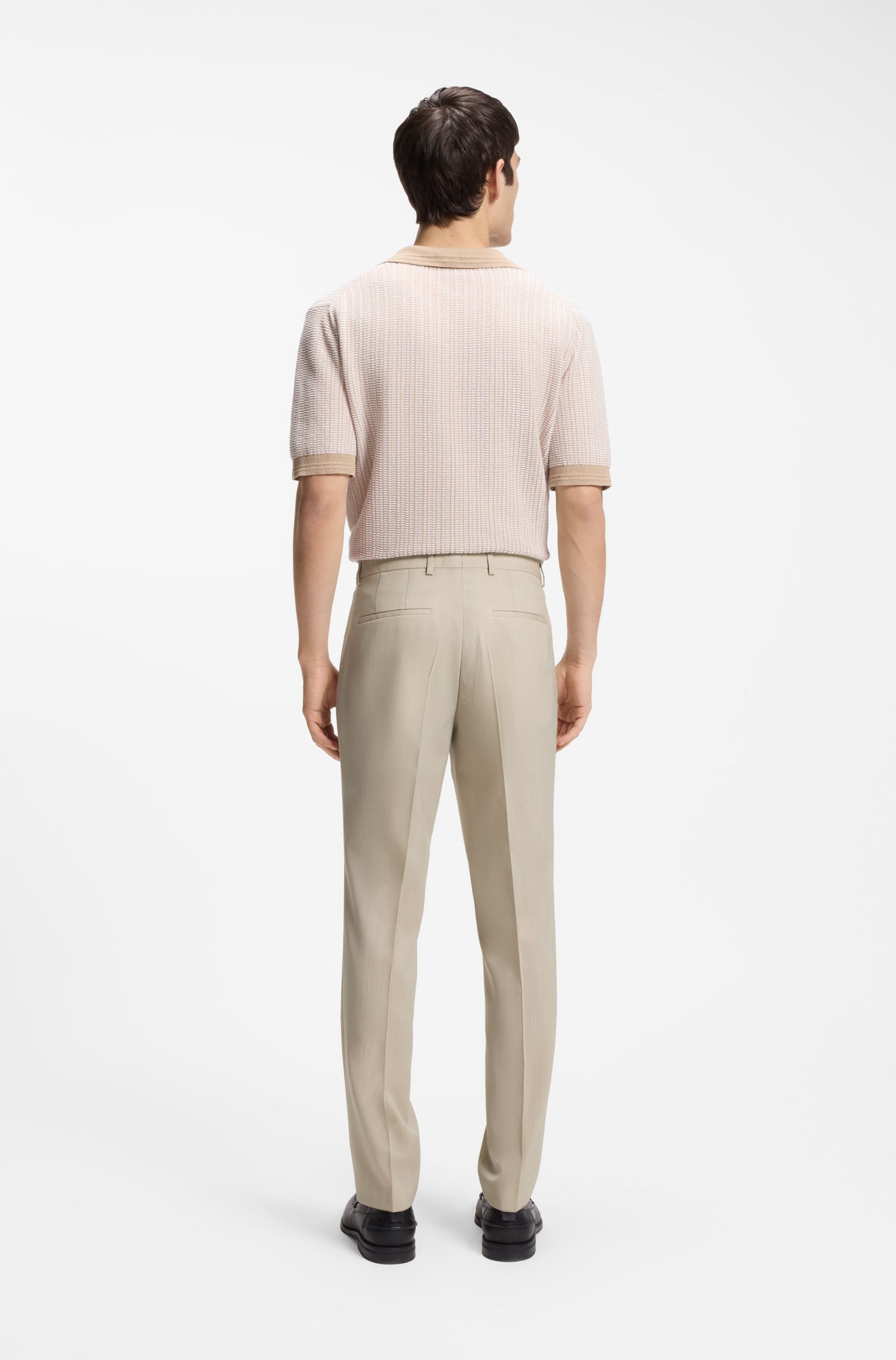 HUGO - Quần tây extra slim fit chất liệu poplin pha len