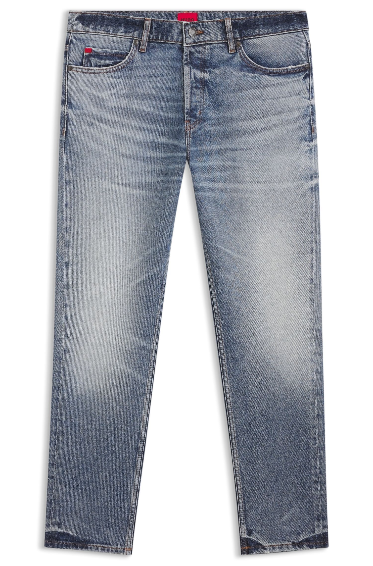 HUGO - Quần jean denim xanh dáng tapered fit