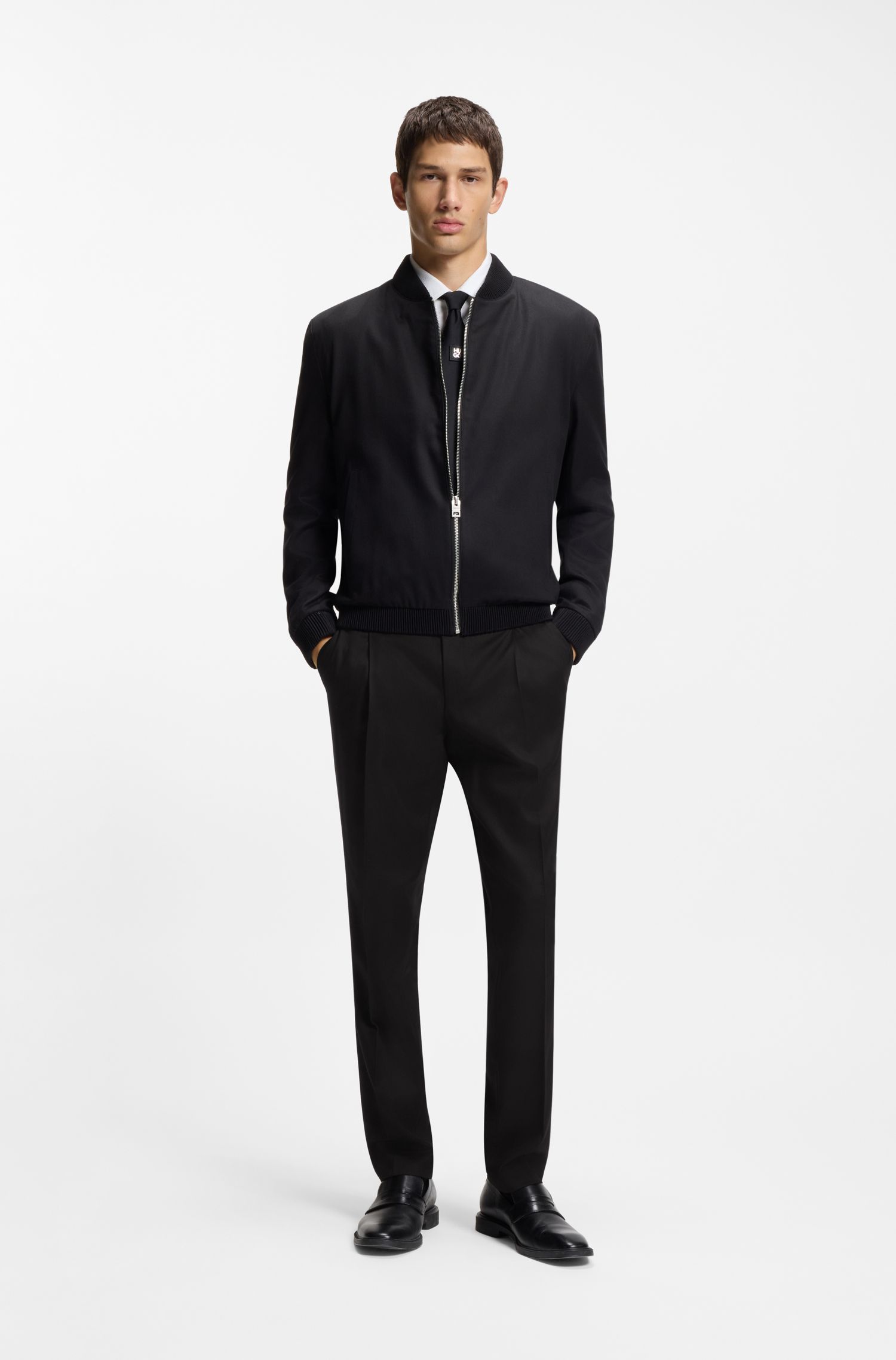 HUGO - Quần dài Slim-fit vải chéo