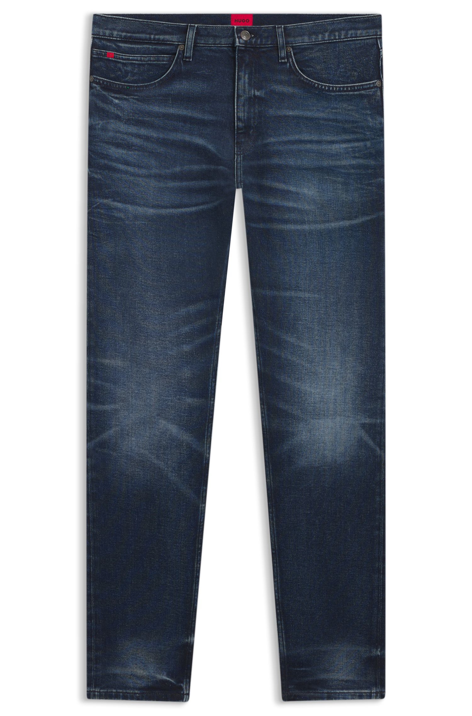 HUGO - Quần jeans dáng ôm sát màu xanh đậm, chất liệu denim co giãn.