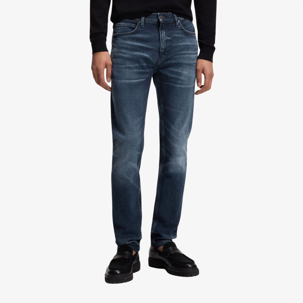 HUGO - Quần jeans dáng ôm sát màu xanh đậm, chất liệu denim co giãn.