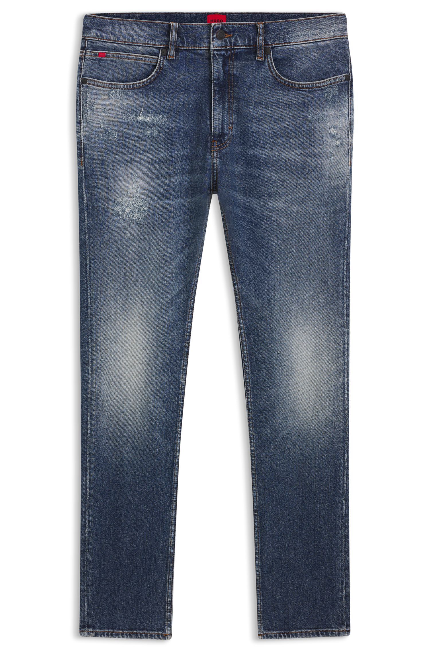 HUGO - Quần jeans slim-fit màu xanh đậm, chất liệu denim co giãn thoải mái