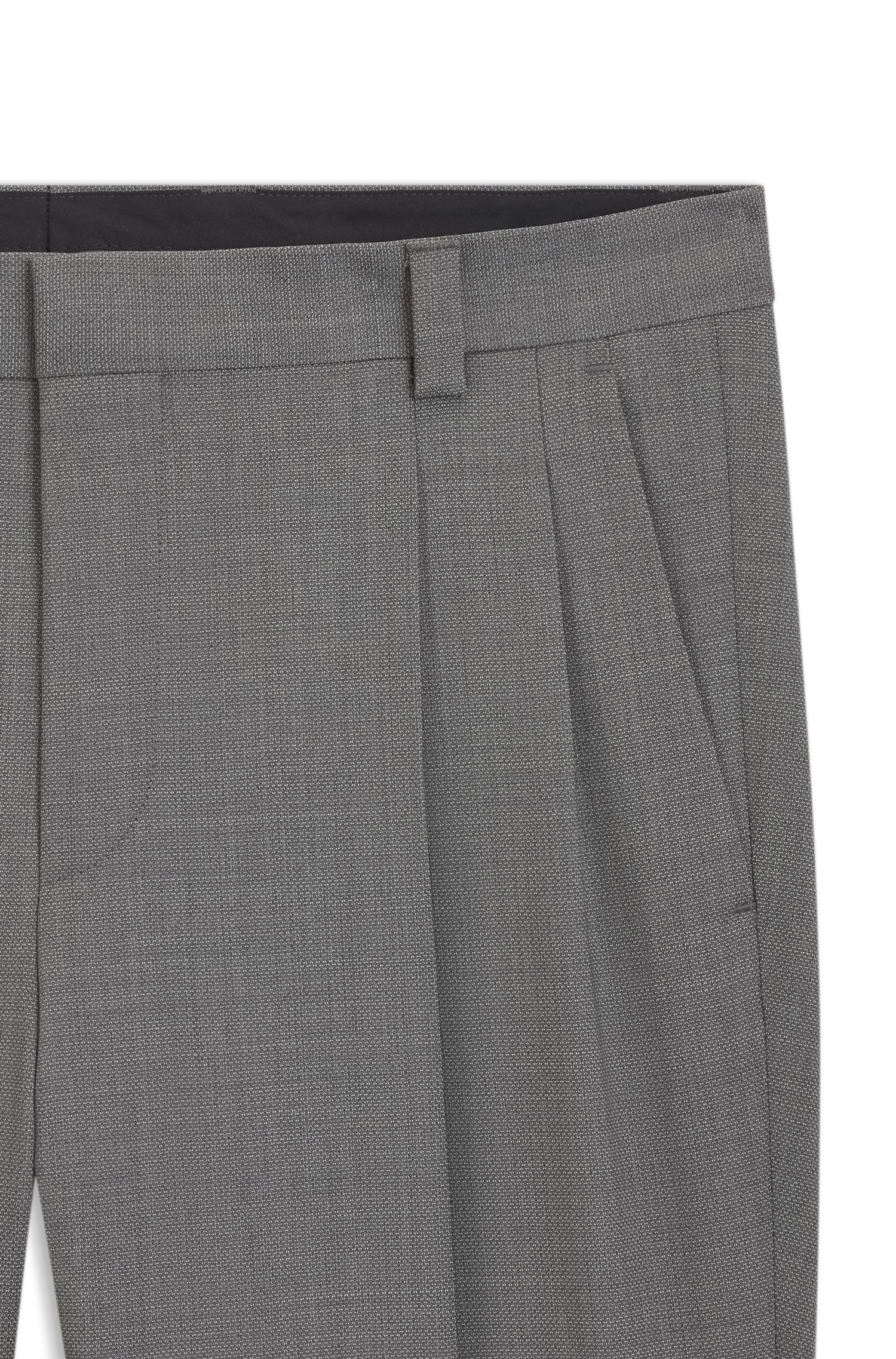 HUGO - Quần dài Extra-slim-fit vải len nguyên chất dệt dobby