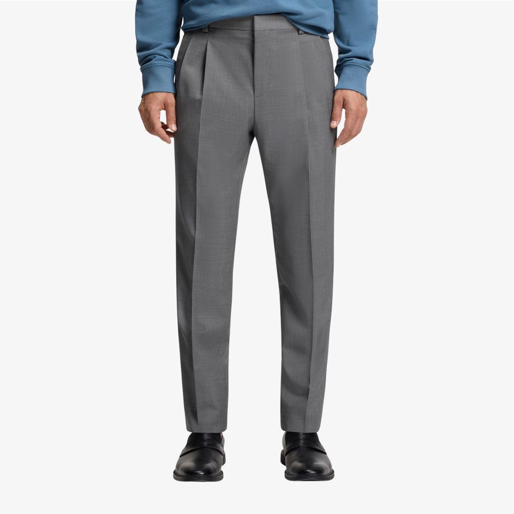 HUGO - Quần dài Extra-slim-fit vải len nguyên chất dệt dobby