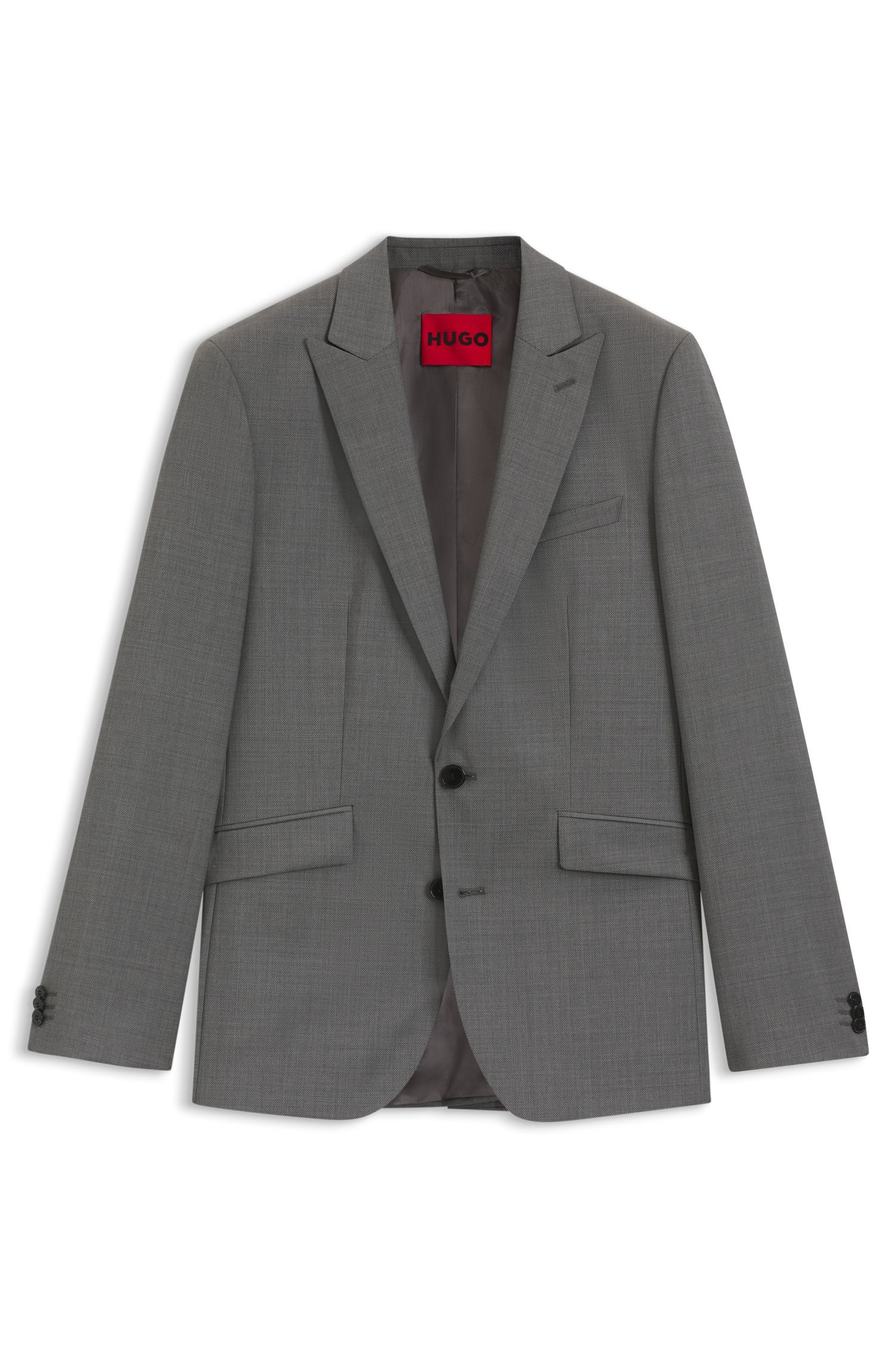HUGO - Áo vest extra-slim-fit, len nguyên chất dệt dobby