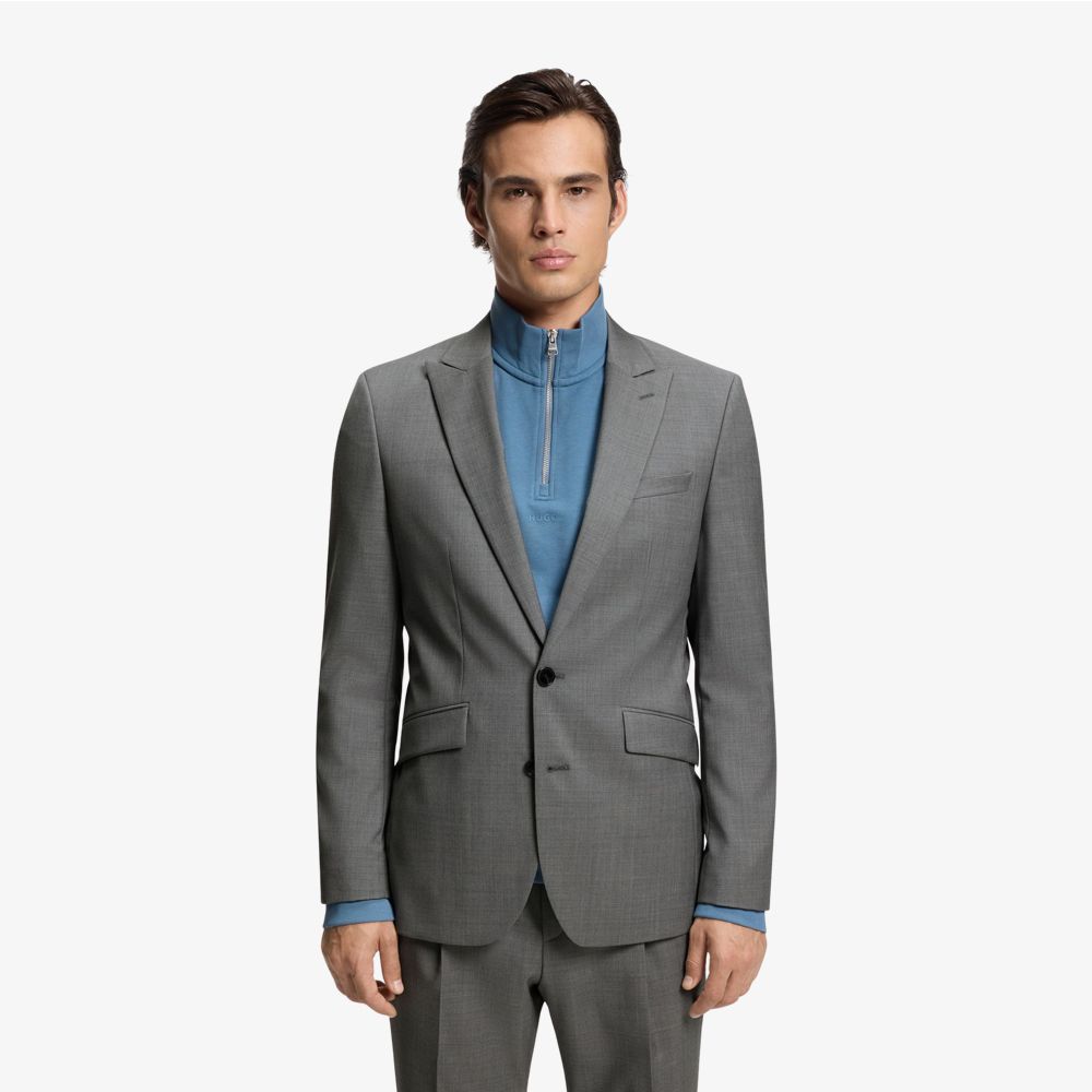 HUGO - Áo vest extra-slim-fit, len nguyên chất dệt dobby