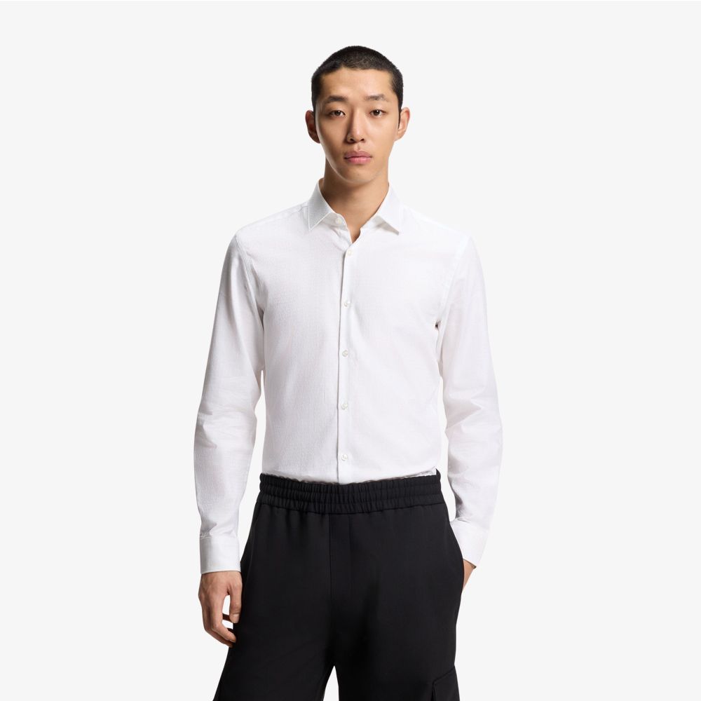 HUGO - Áo sơ mi slim fit với họa tiết logo jacquard