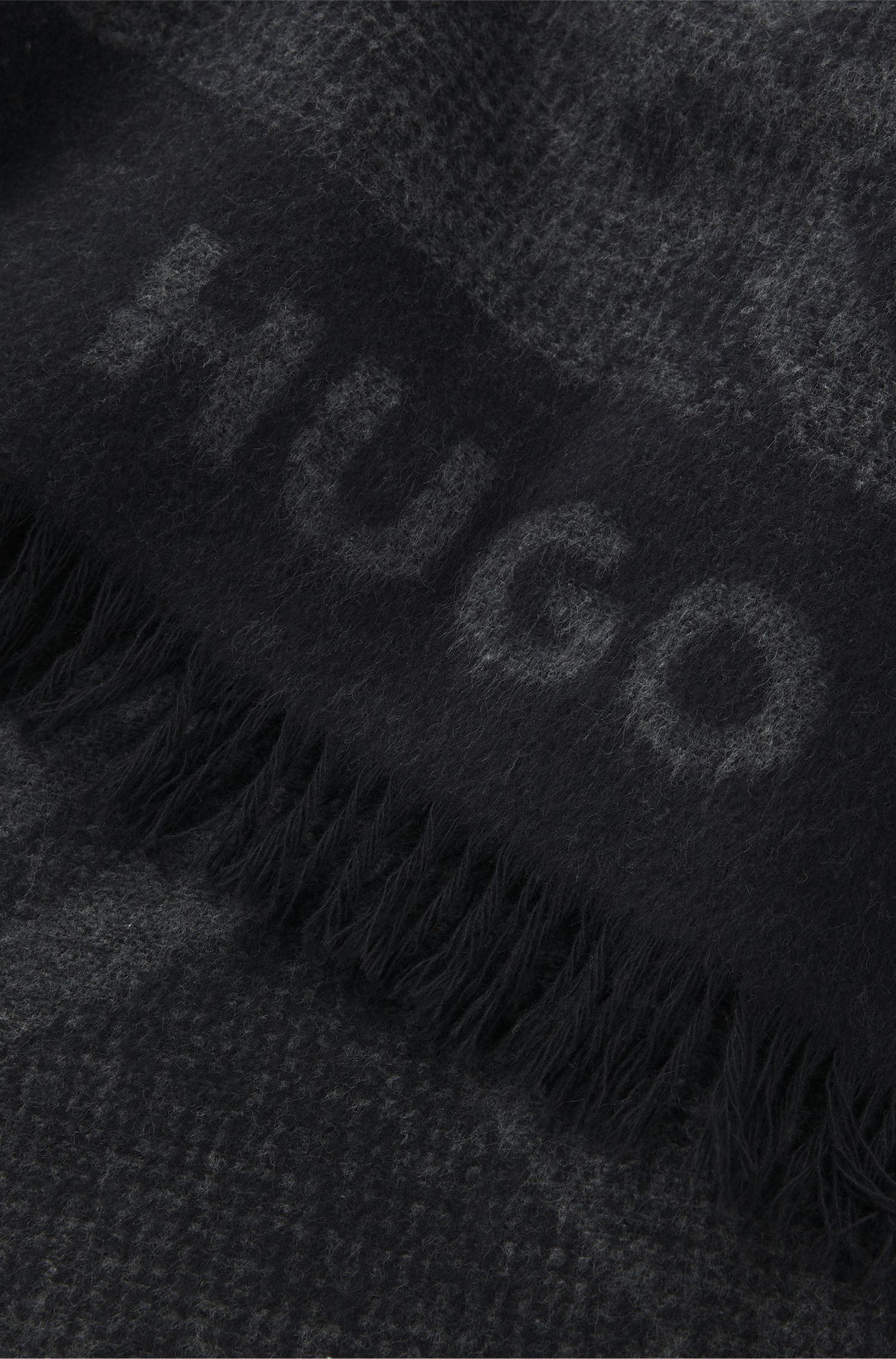 HUGO - Khăn quàng cổ bằng vải cotton chải mịn với họa tiết jacquard