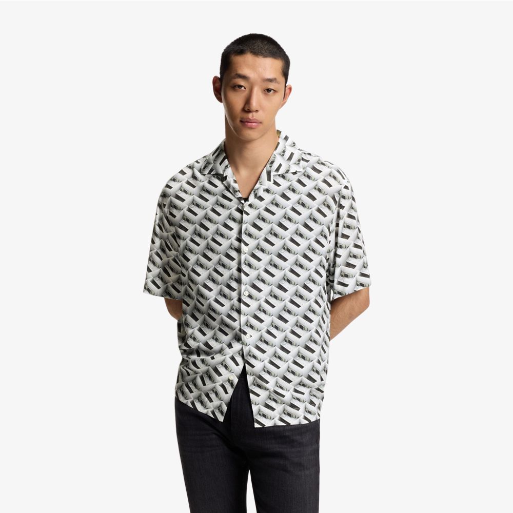 HUGO - Áo sơ mi oversized-fit với họa tiết nổi bật