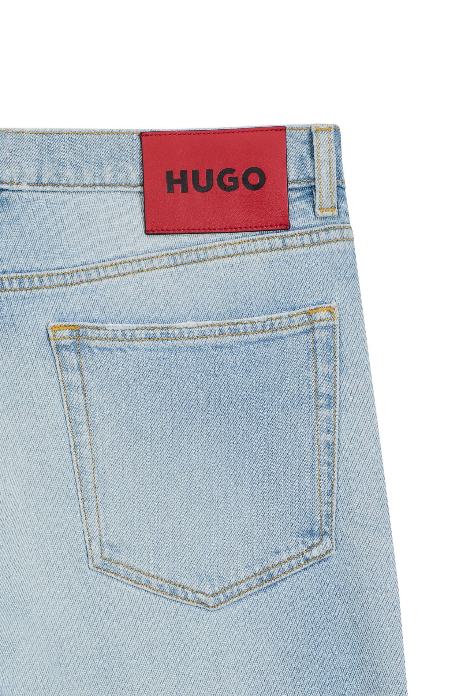 HUGO - Quần jeans slim fit sát màu xanh dương sáng, chất liệu denim co giãn