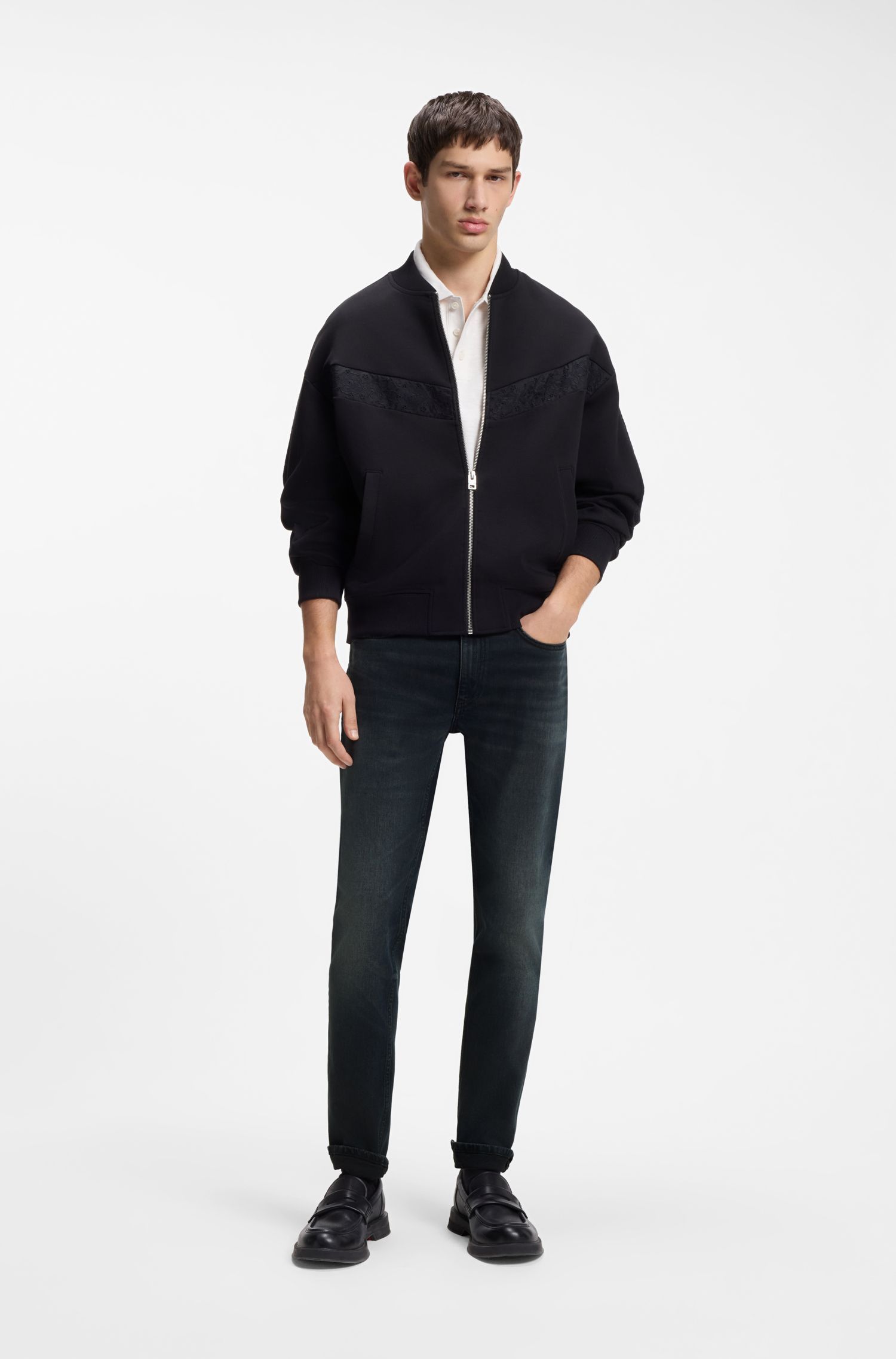 HUGO - Quần jeans extra slim fit màu xanh tro, chất liệu denim co giãn thoải mái