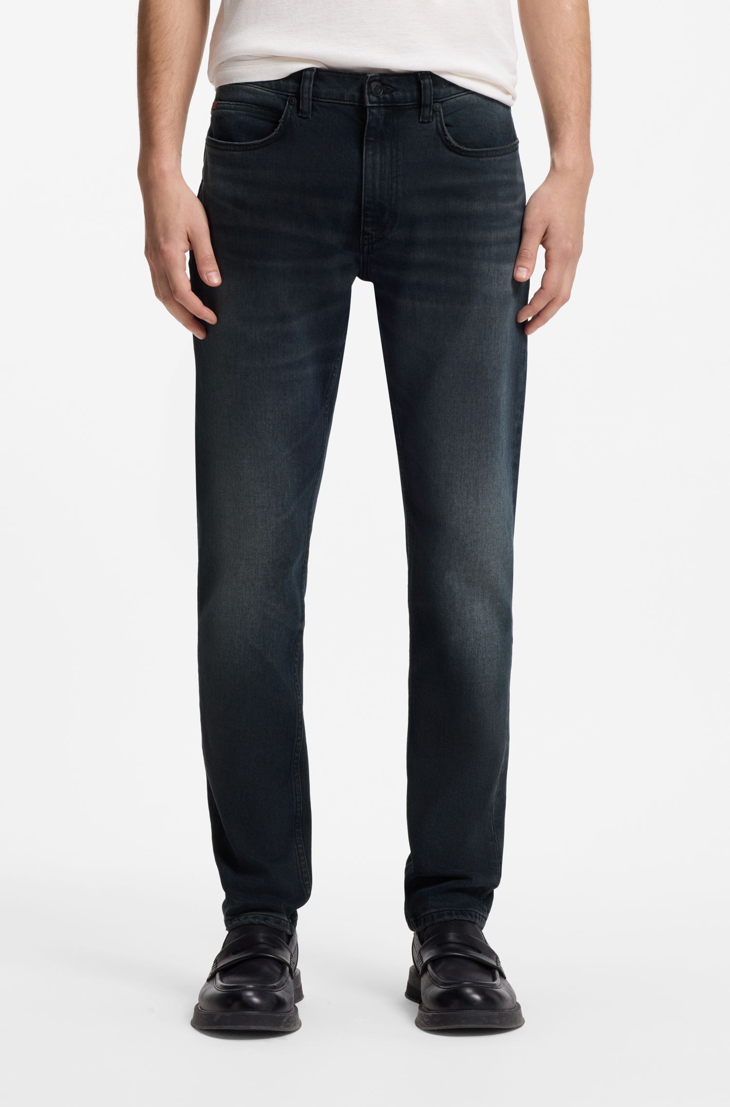 Quần jeans extra slim fit màu xanh tro, chất liệu denim co giãn thoải mái