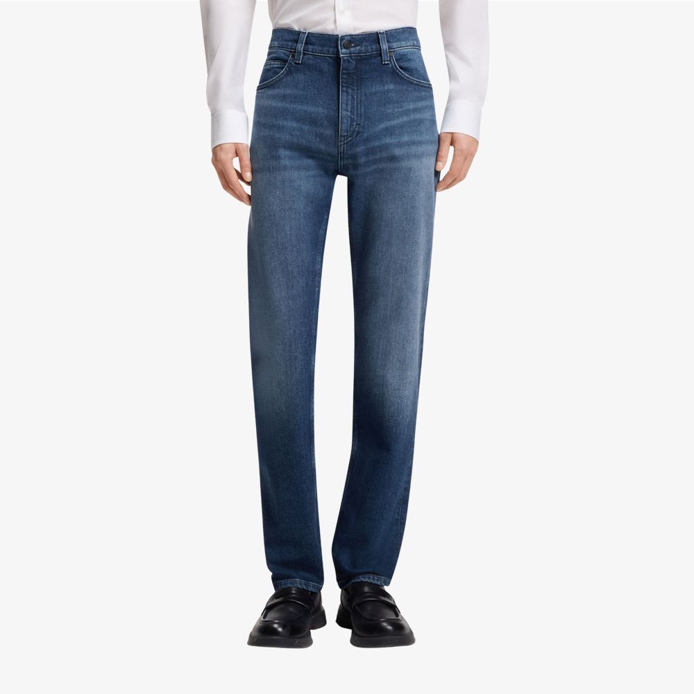 HUGO - Quần jeans denim xanh đậm dáng Slim-fit